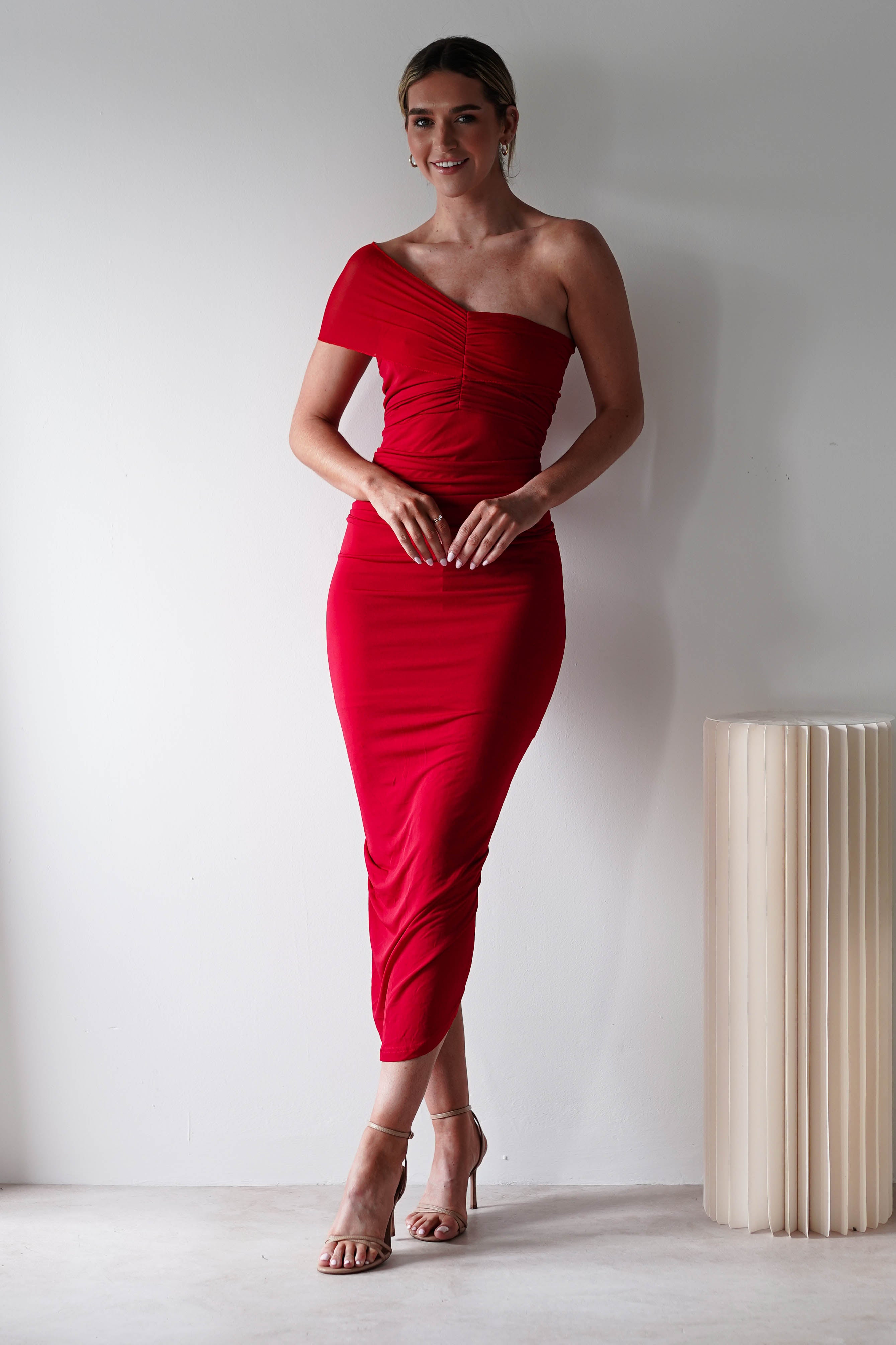 Sania Bodycon Midi Dress | Red | Oh Hello Clothing | XS (6)