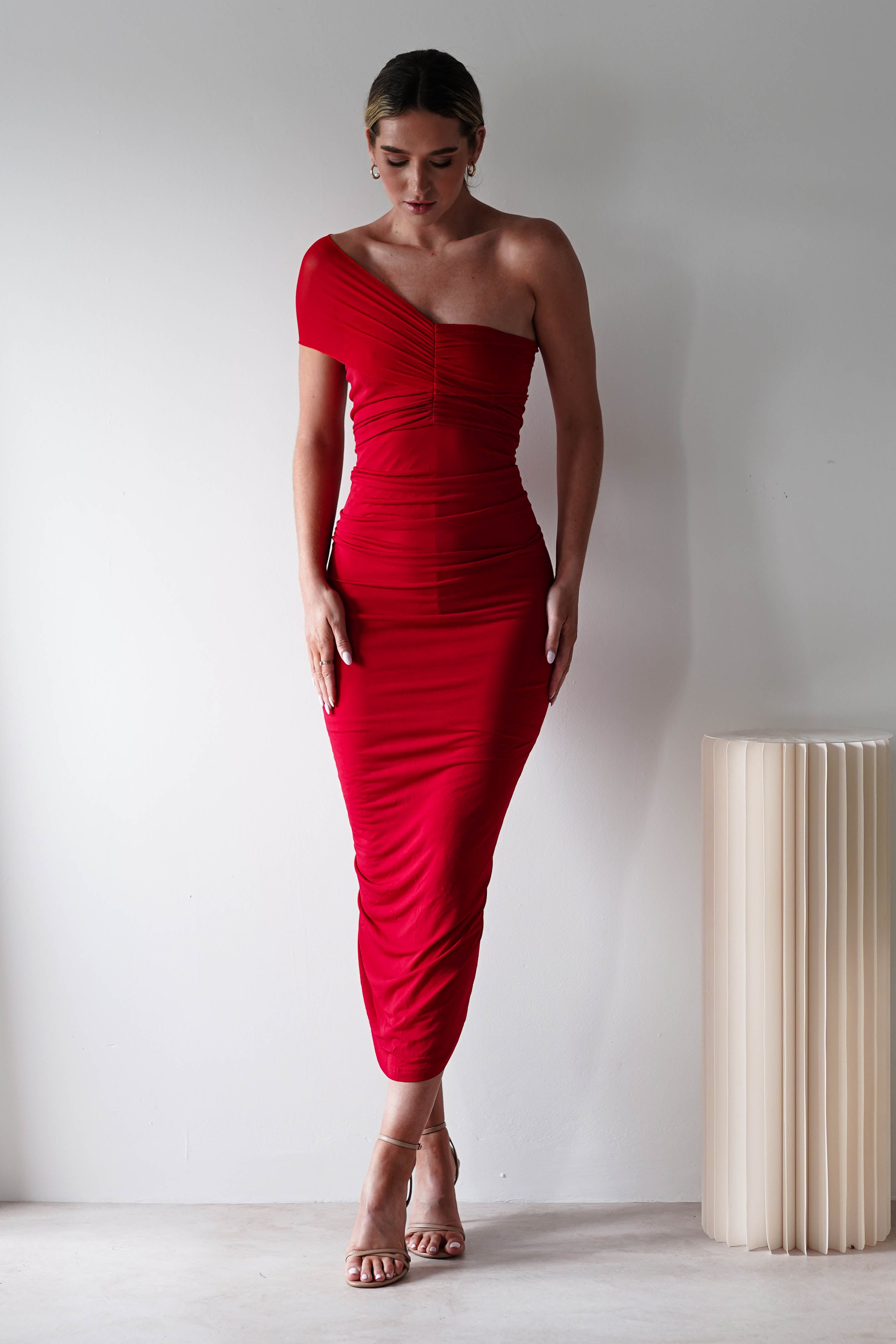Sania Bodycon Midi Dress | Red | Oh Hello Clothing | XS (6)
