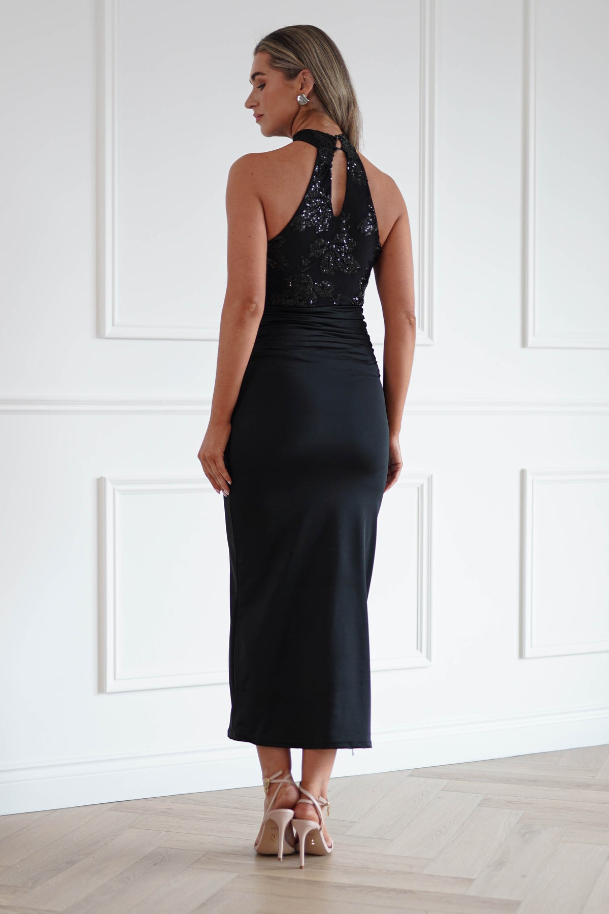 Oh Hello Clothing Women > Clothing > Dresses Seraphina Sequin Halterneck Maxi Dress | Black