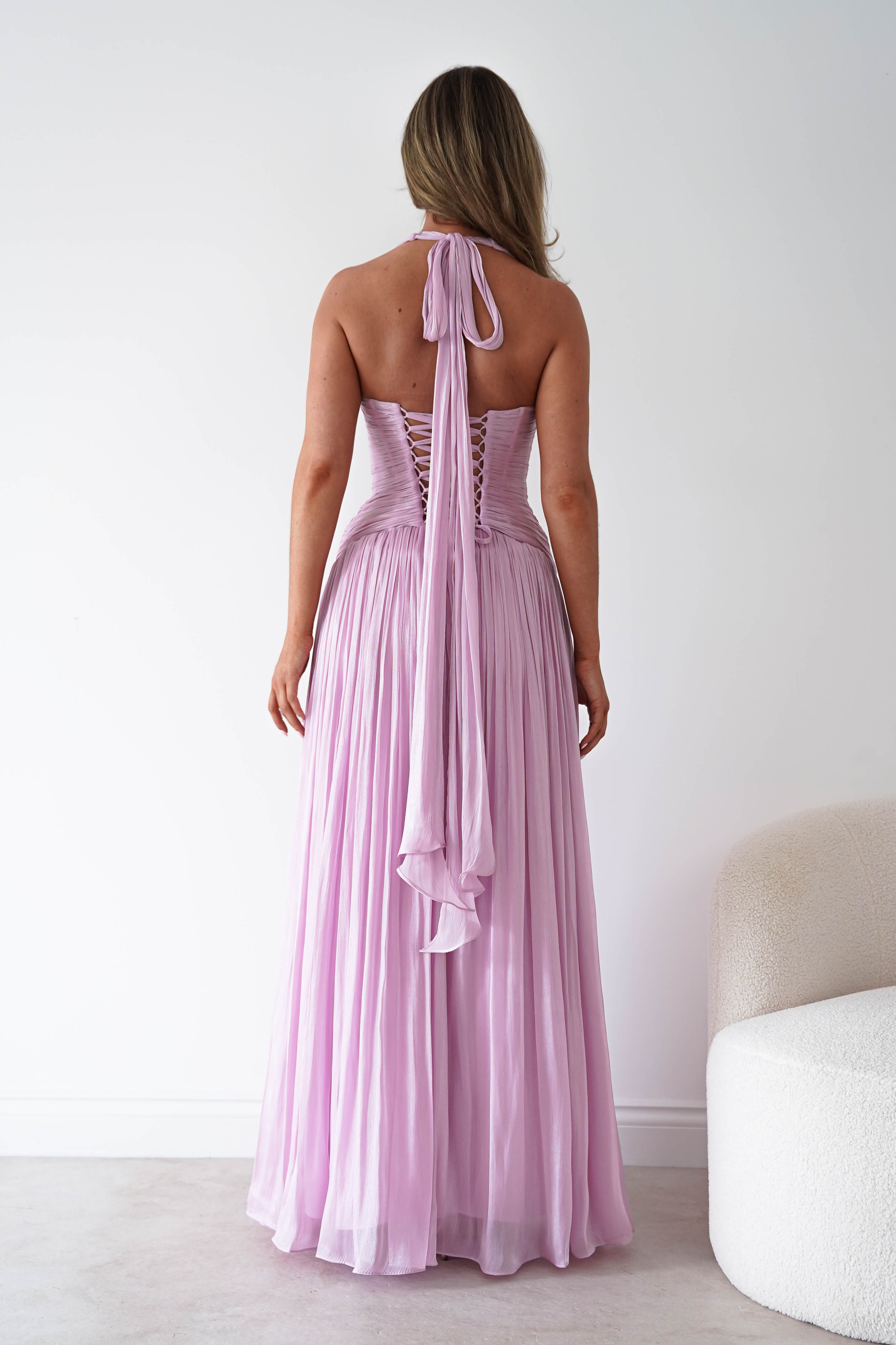 Oh Hello Clothing Dresses > Prom Dresses Sharelle Pleated Luminescent Maxi Gown | Pink
