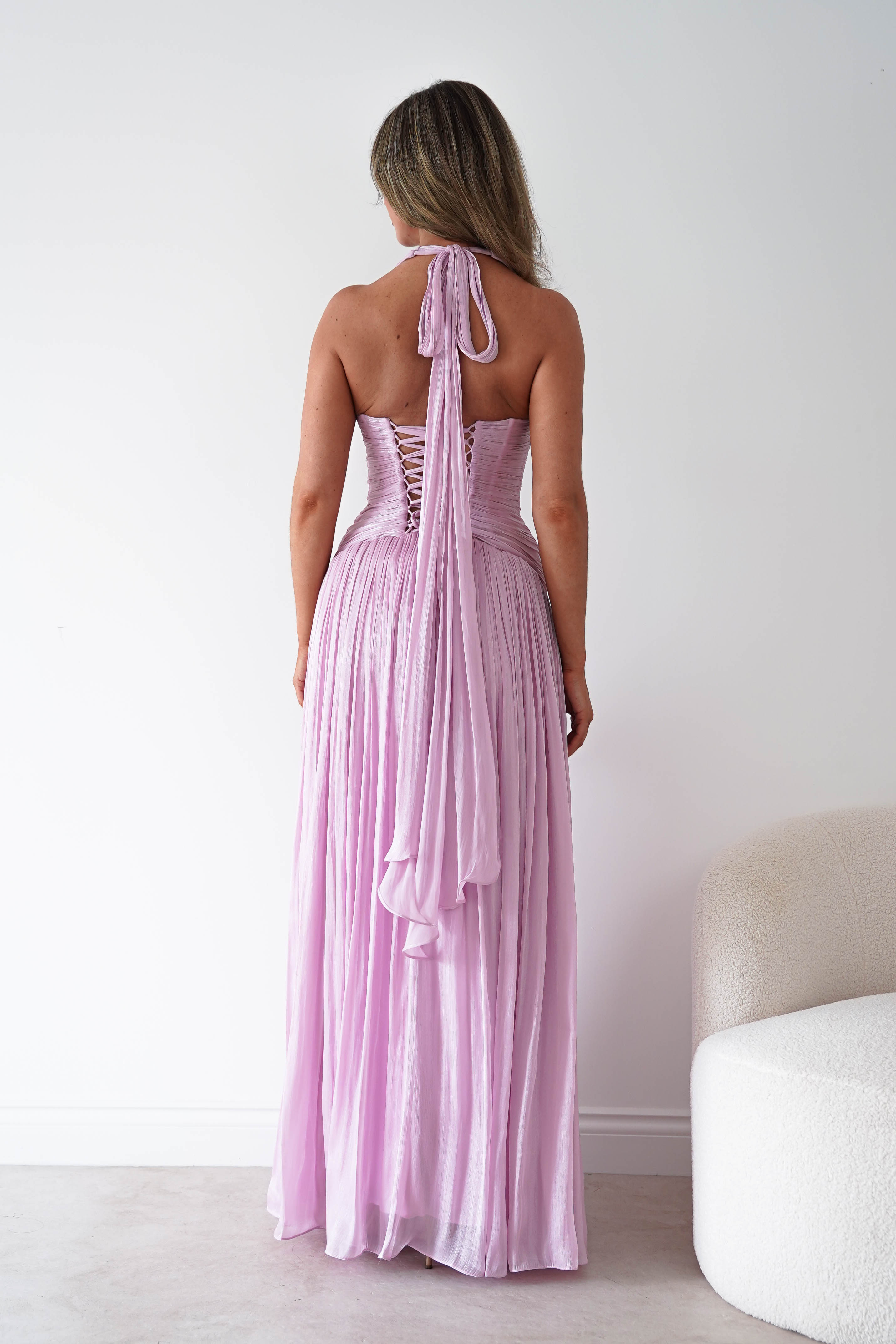 Oh Hello Clothing Dresses > Prom Dresses Sharelle Pleated Luminescent Maxi Gown | Pink