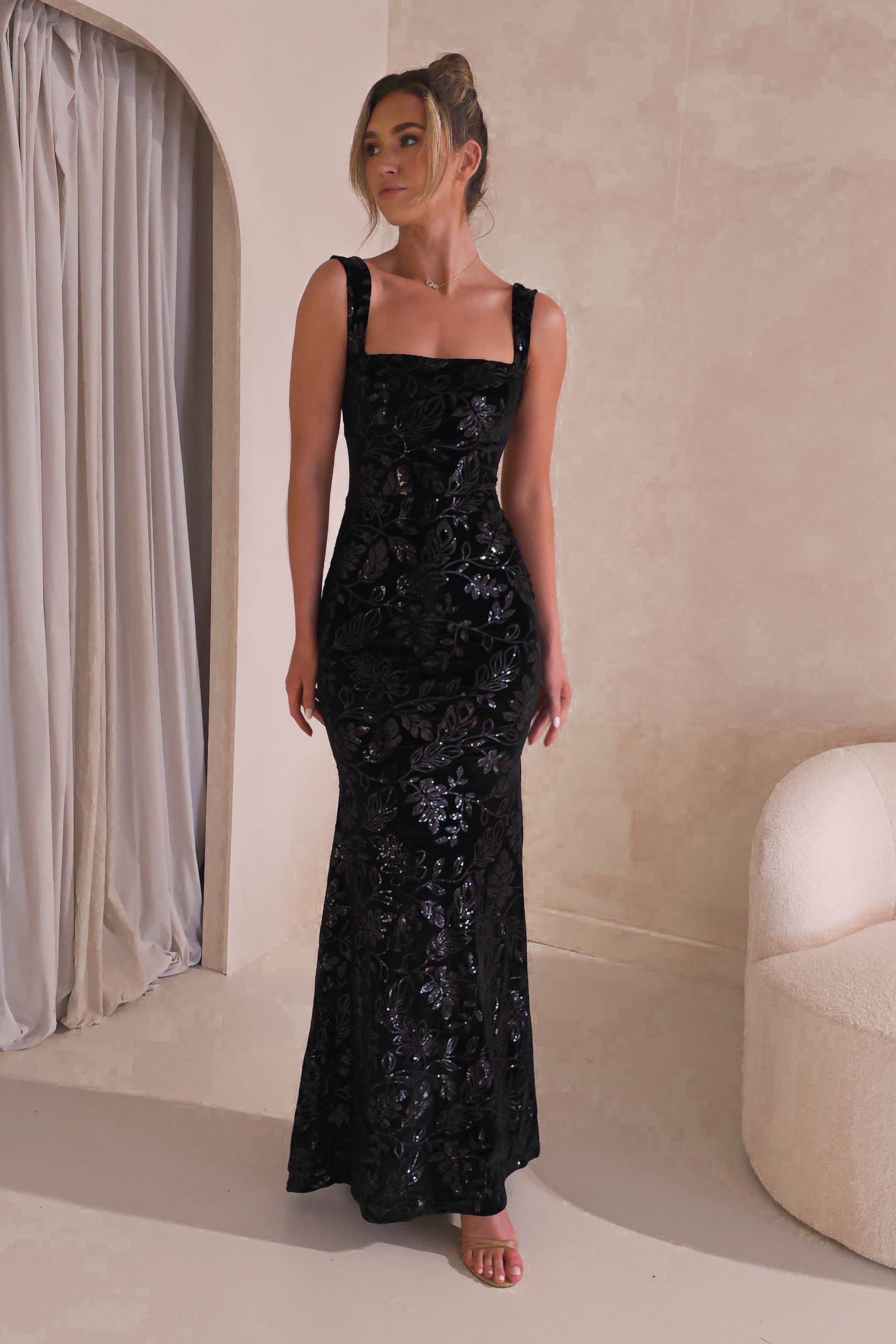 Sharma Squareneck Velvet Gown | Black | Oh Hello Clothing | S (8)