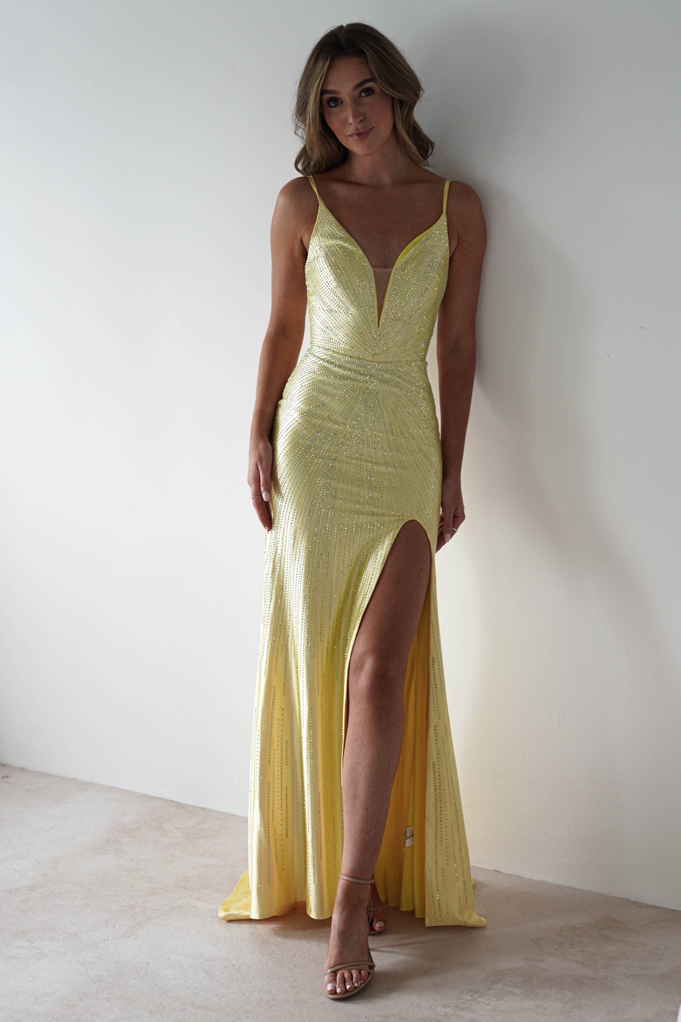 Sienna Rhinestone Bodycon Gown | Yellow | Oh Hello Clothing | S (8)