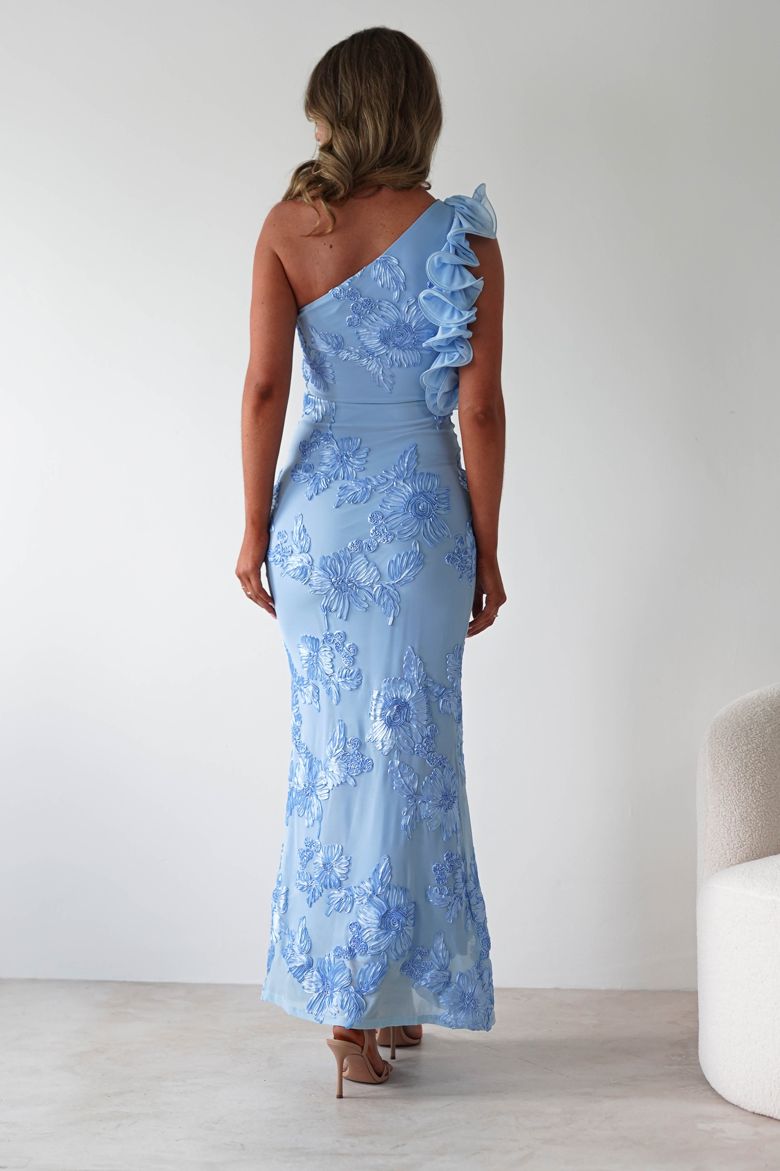 Siren Bodycon Maxi Dress | Blue Textured | Oh Hello Clothing | XS (6)