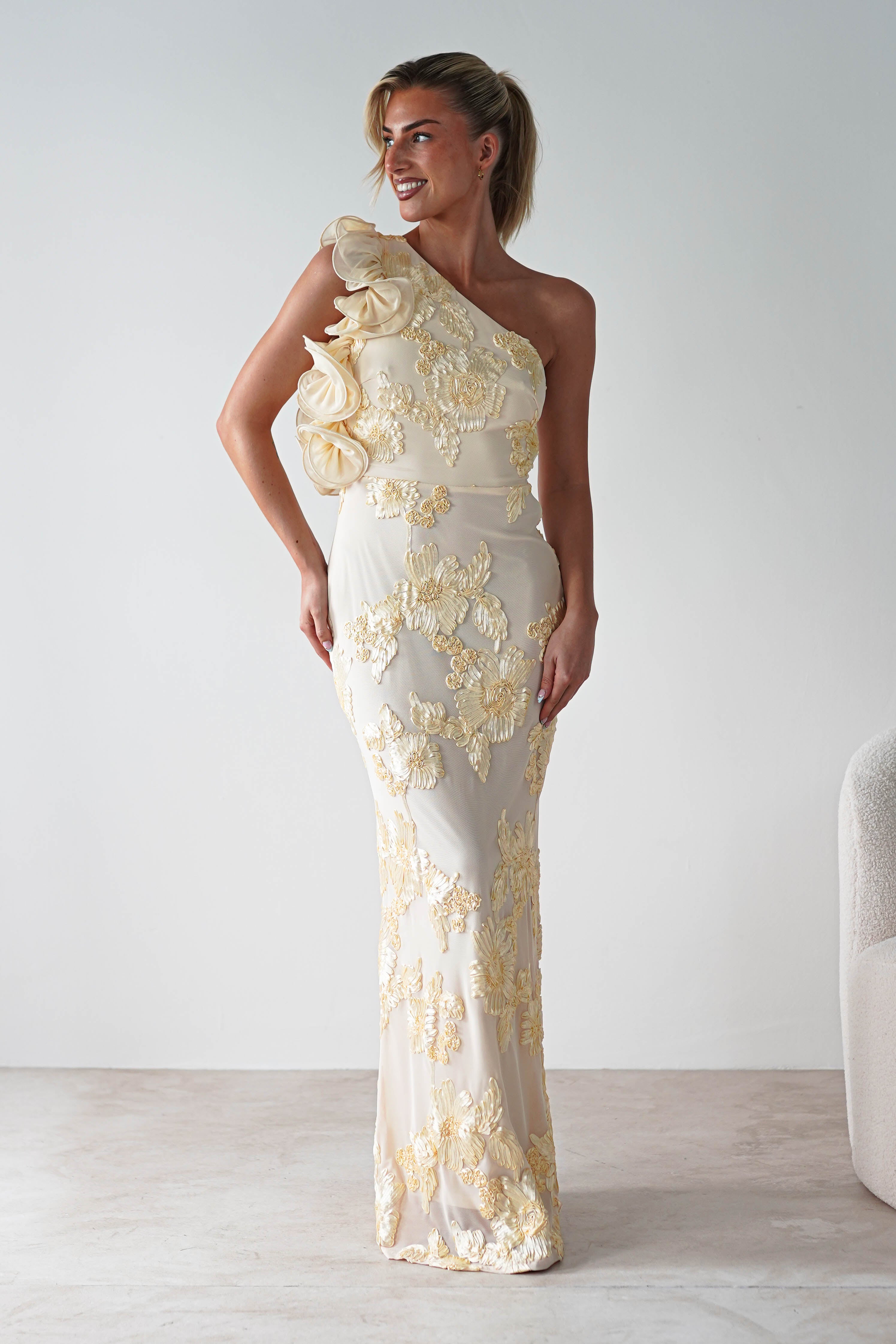 Siren Bodycon Maxi Dress | Light Yellow | Oh Hello Clothing | XS (6)