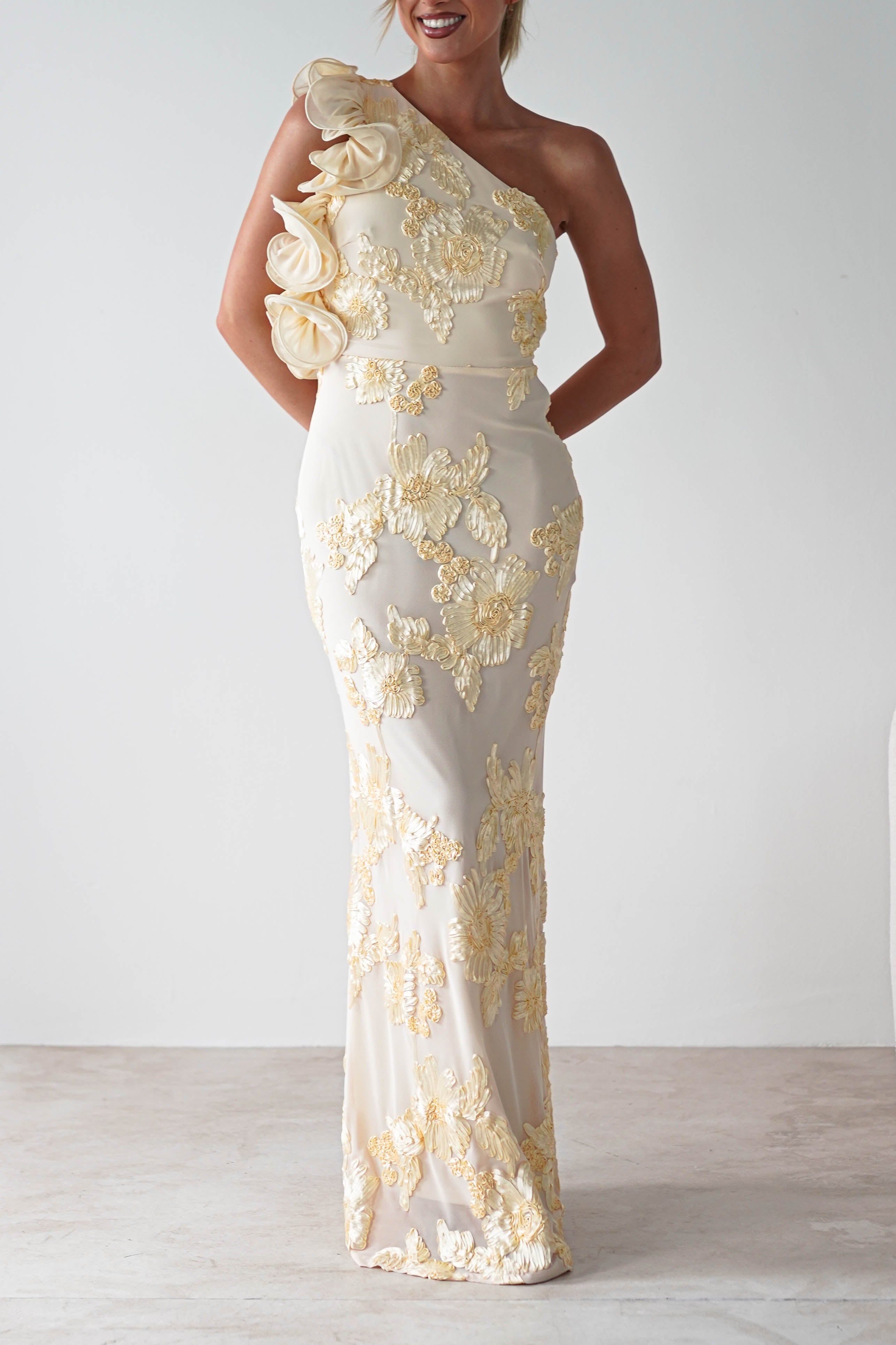 Siren Bodycon Maxi Dress | Light Yellow | Oh Hello Clothing | XS (6)