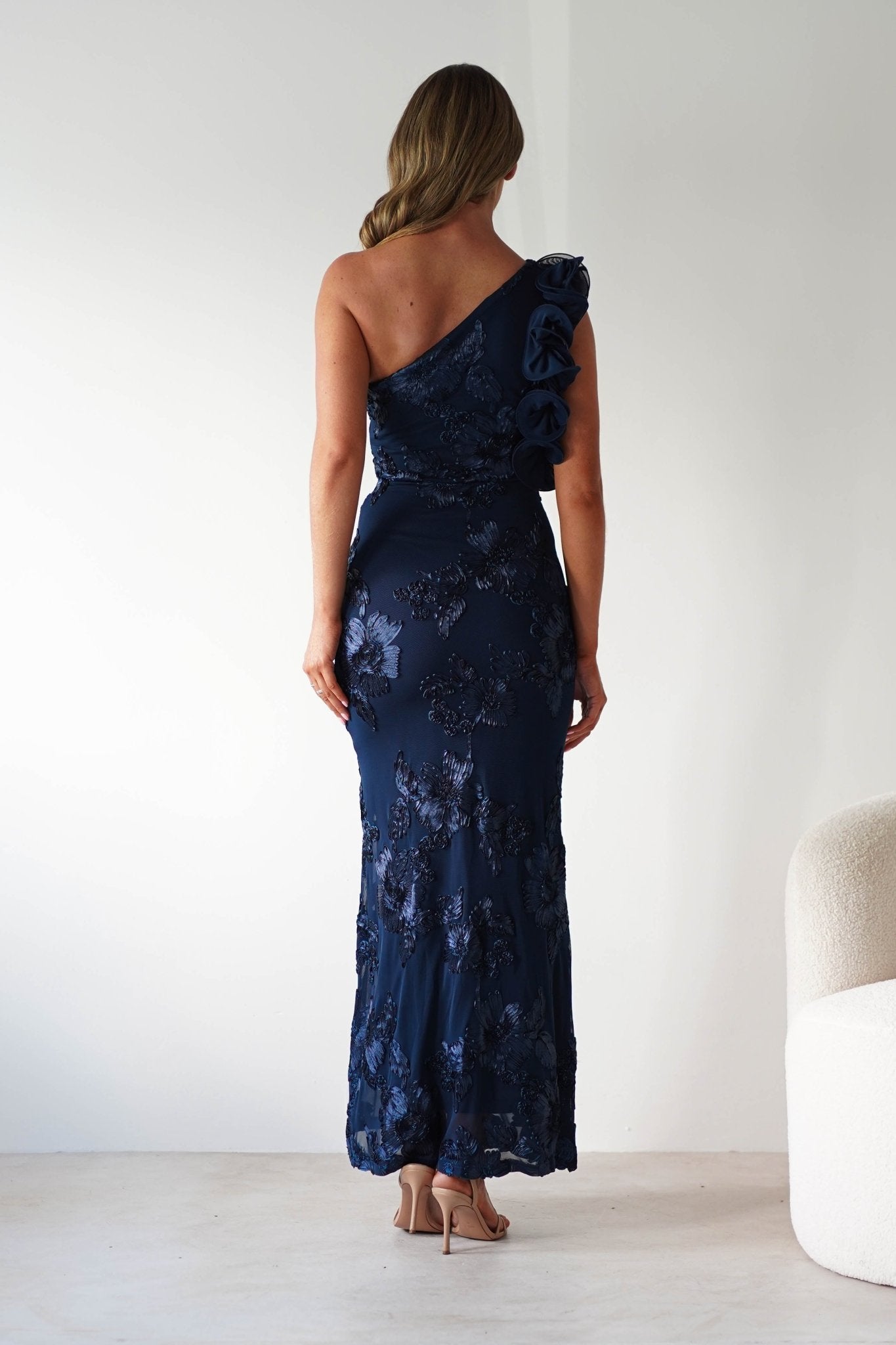 Siren Bodycon Maxi Dress | Navy Textured | Oh Hello Clothing | XS (6)