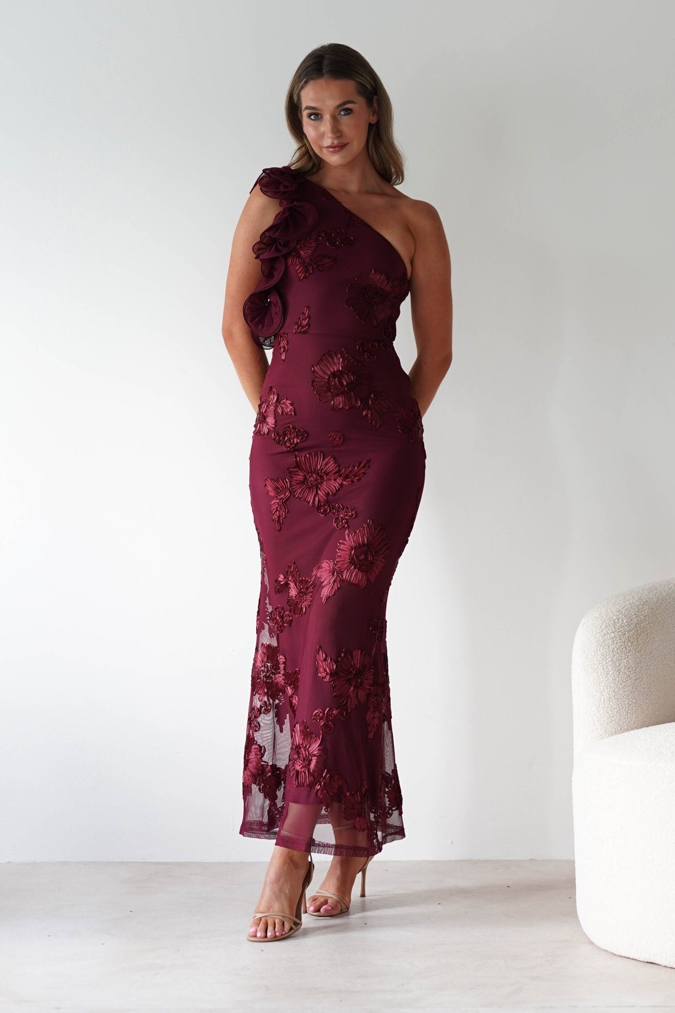 Siren Bodycon Maxi Dress | Wine Textured | Oh Hello Clothing | XS (6)