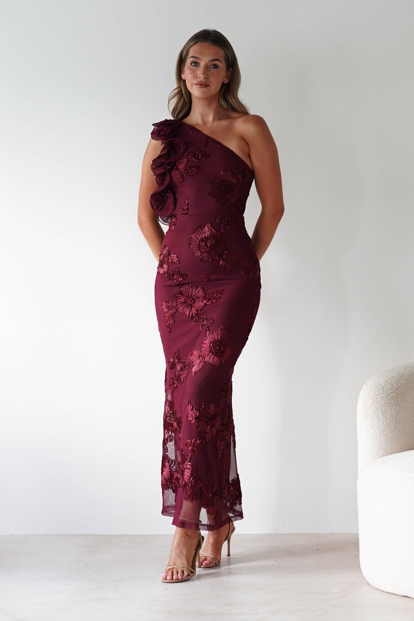 Siren Bodycon Maxi Dress | Wine Textured | Oh Hello Clothing | XS (6)