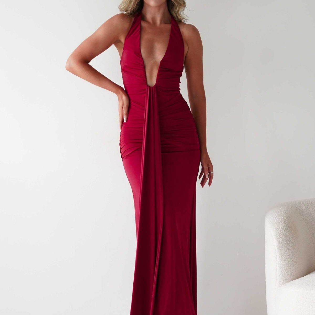 Sophia Low Cut Bodycon Maxi Dress | Red Oh Hello Clothing Sophia Low Cut Bodycon Maxi Dress | Red Oh Hello Clothing