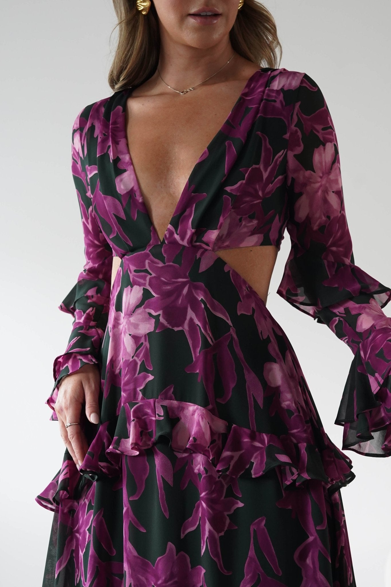 Souline Long Sleeve Maxi Dress | Olive/Plum | Oh Hello Clothing | S (8)