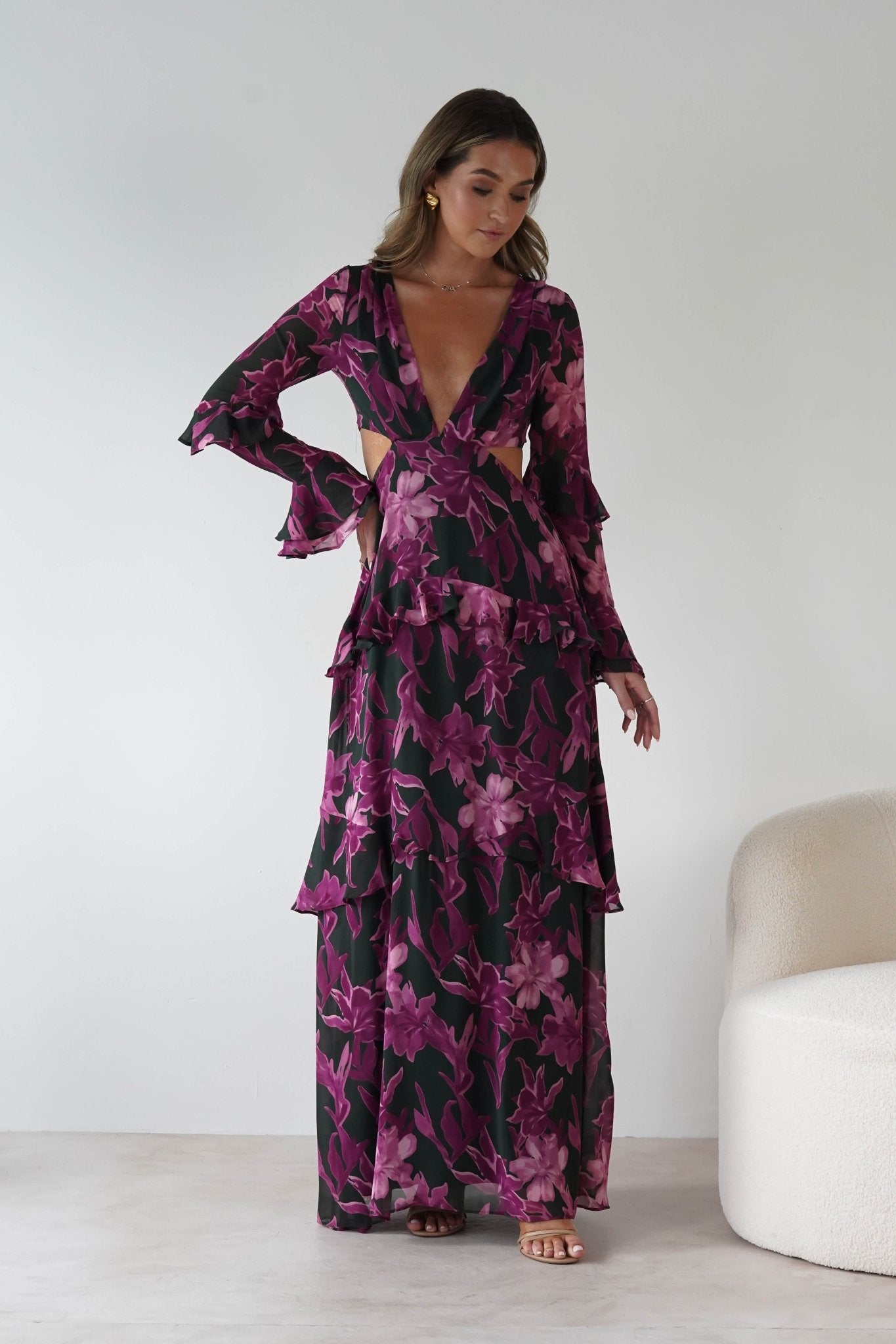 Souline Long Sleeve Maxi Dress | Olive/Plum | Oh Hello Clothing | S (8)