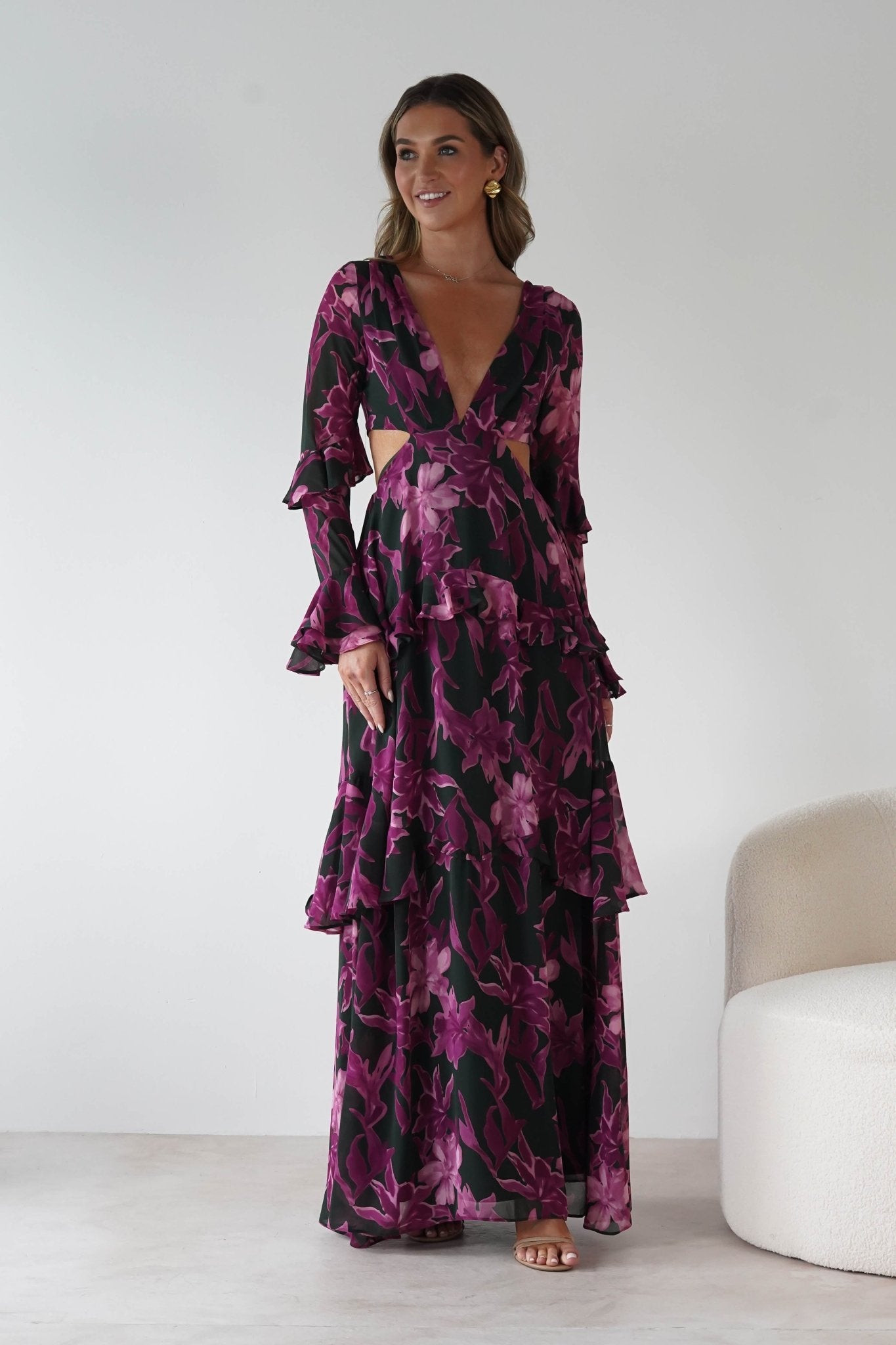 Souline Long Sleeve Maxi Dress | Olive/Plum | Oh Hello Clothing | S (8)