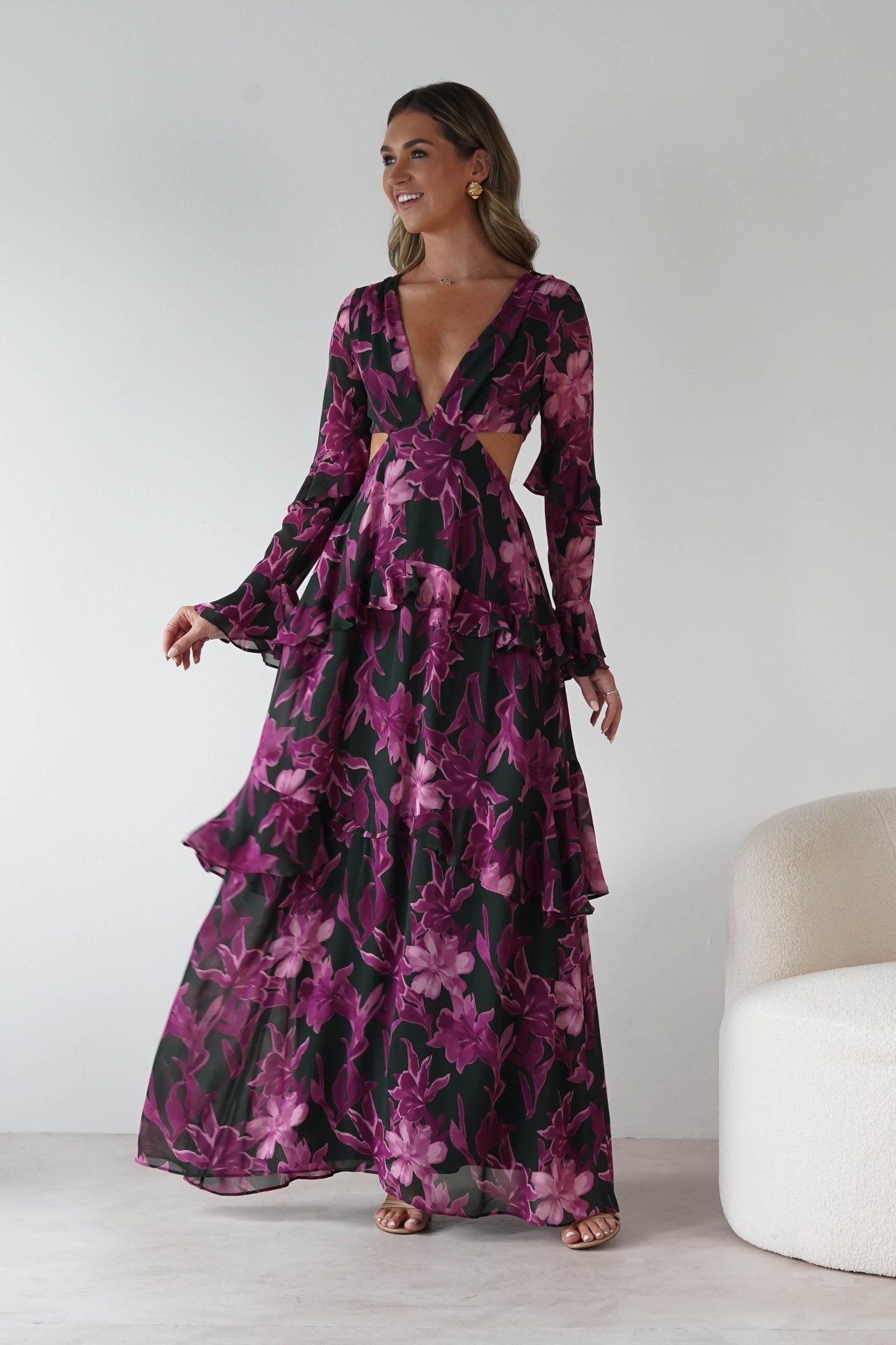 Souline Long Sleeve Maxi Dress | Olive/Plum | Oh Hello Clothing | S (8)