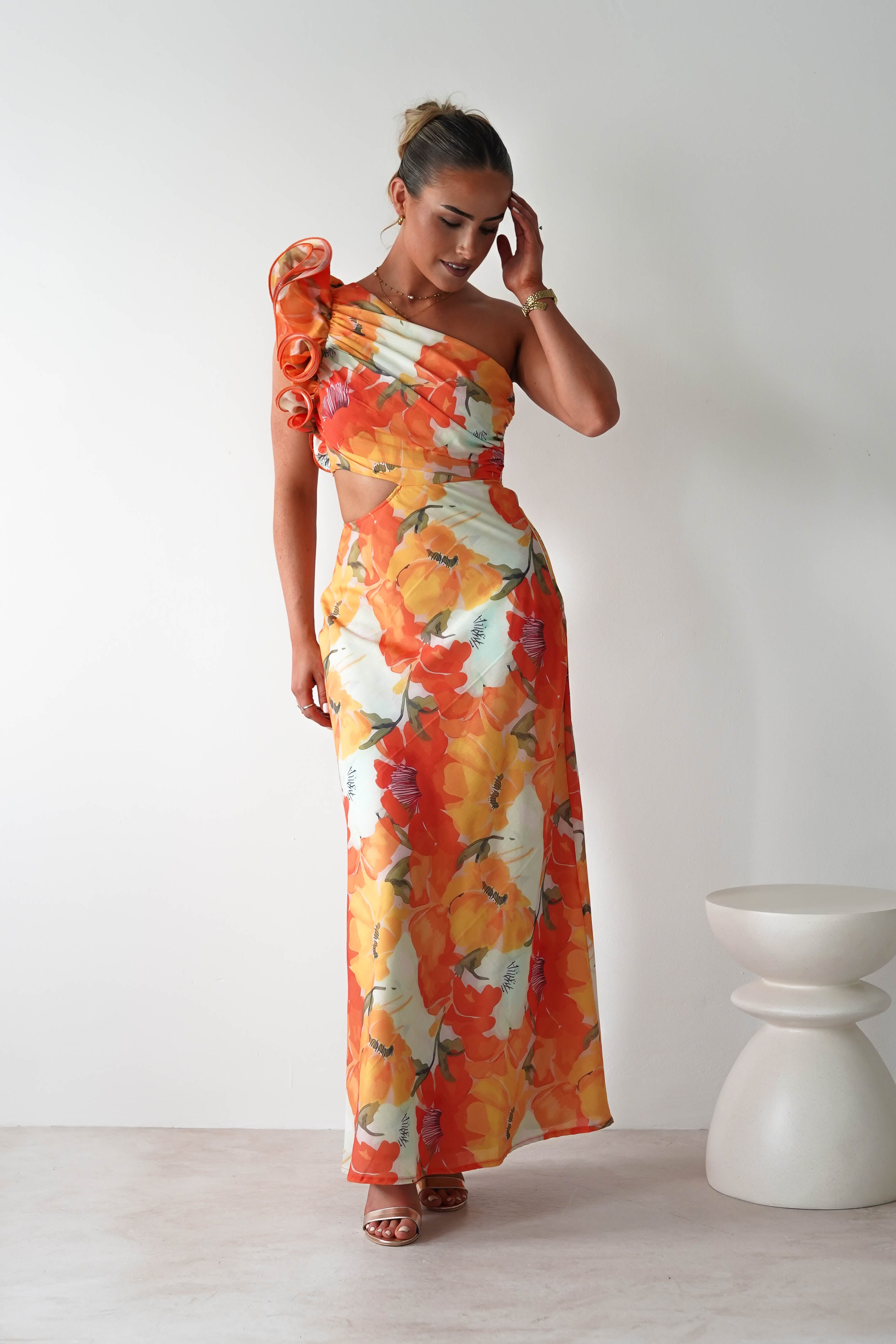 Summer Fruits Maxi Dress | Orange Print | Oh Hello Clothing | XS (6)