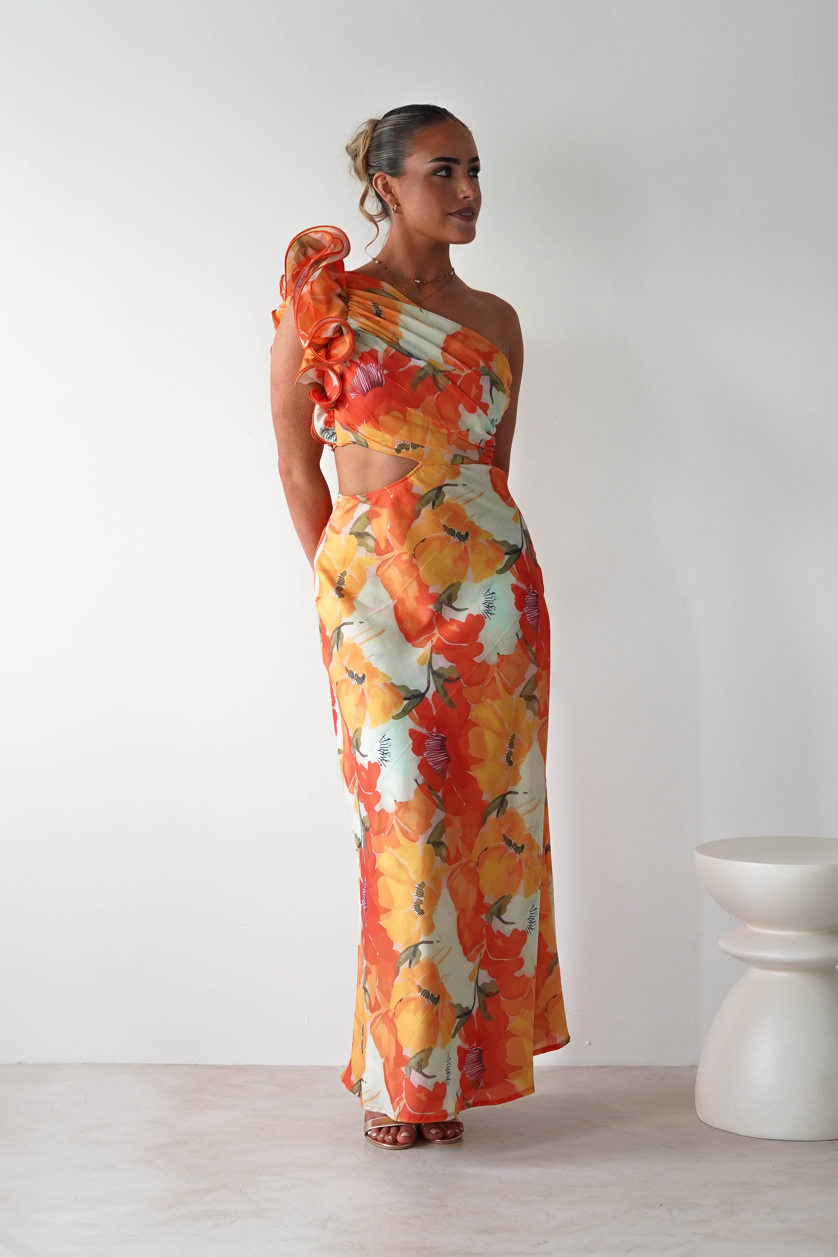 Summer Fruits Maxi Dress | Orange Print | Oh Hello Clothing | XS (6)