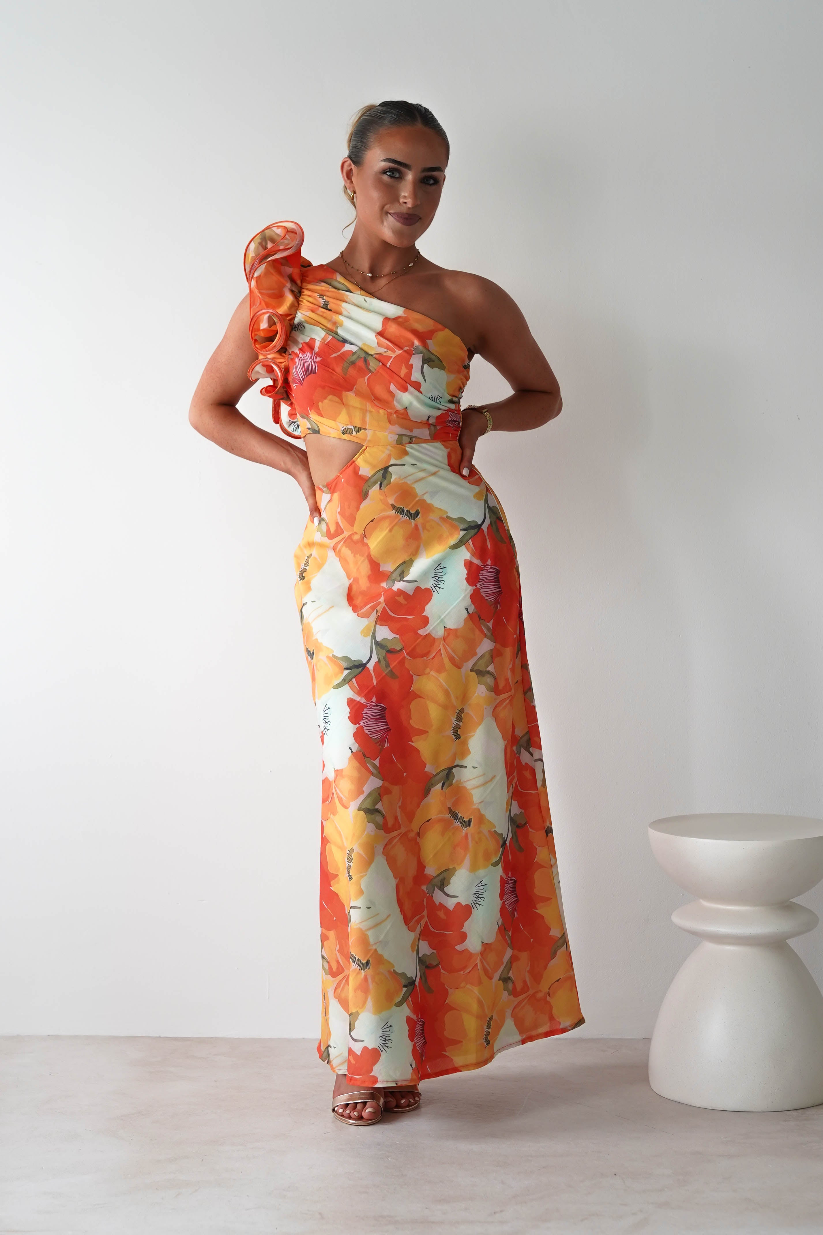 Summer Fruits Maxi Dress | Orange Print | Oh Hello Clothing | XS (6)