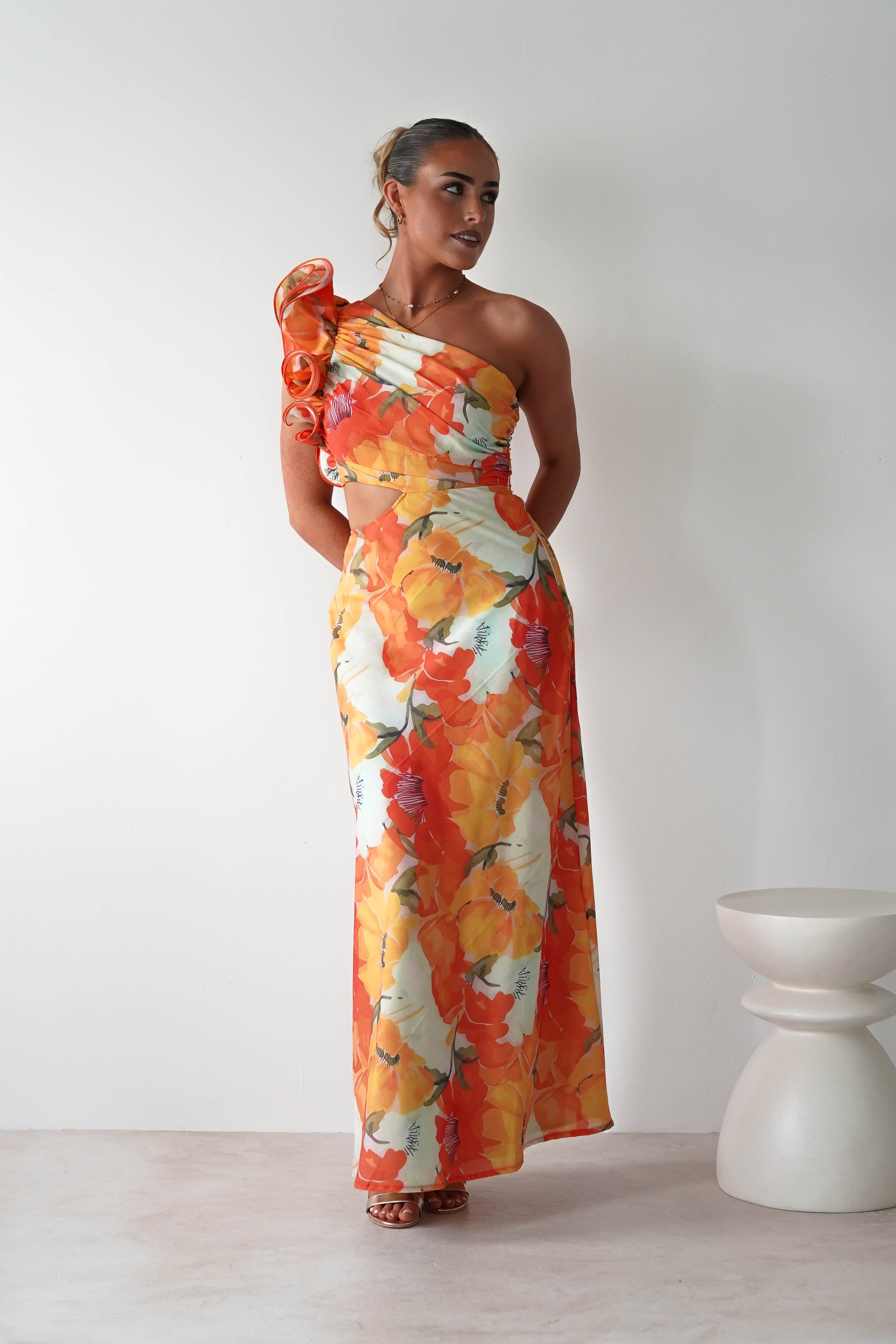 Summer Fruits Maxi Dress | Orange Print | Oh Hello Clothing | XS (6)