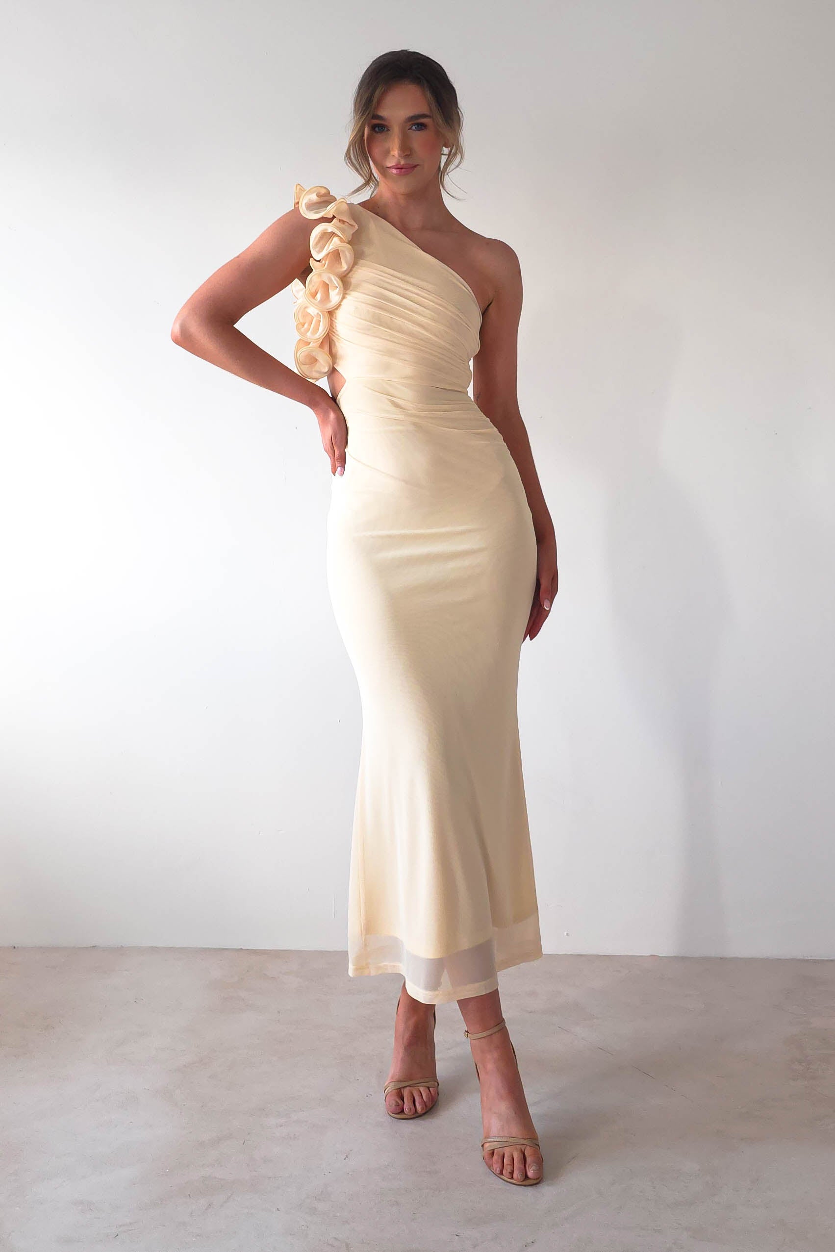 Sydney Bodycon Maxi Dress | Light Yellow | Oh Hello Clothing | XS (6)