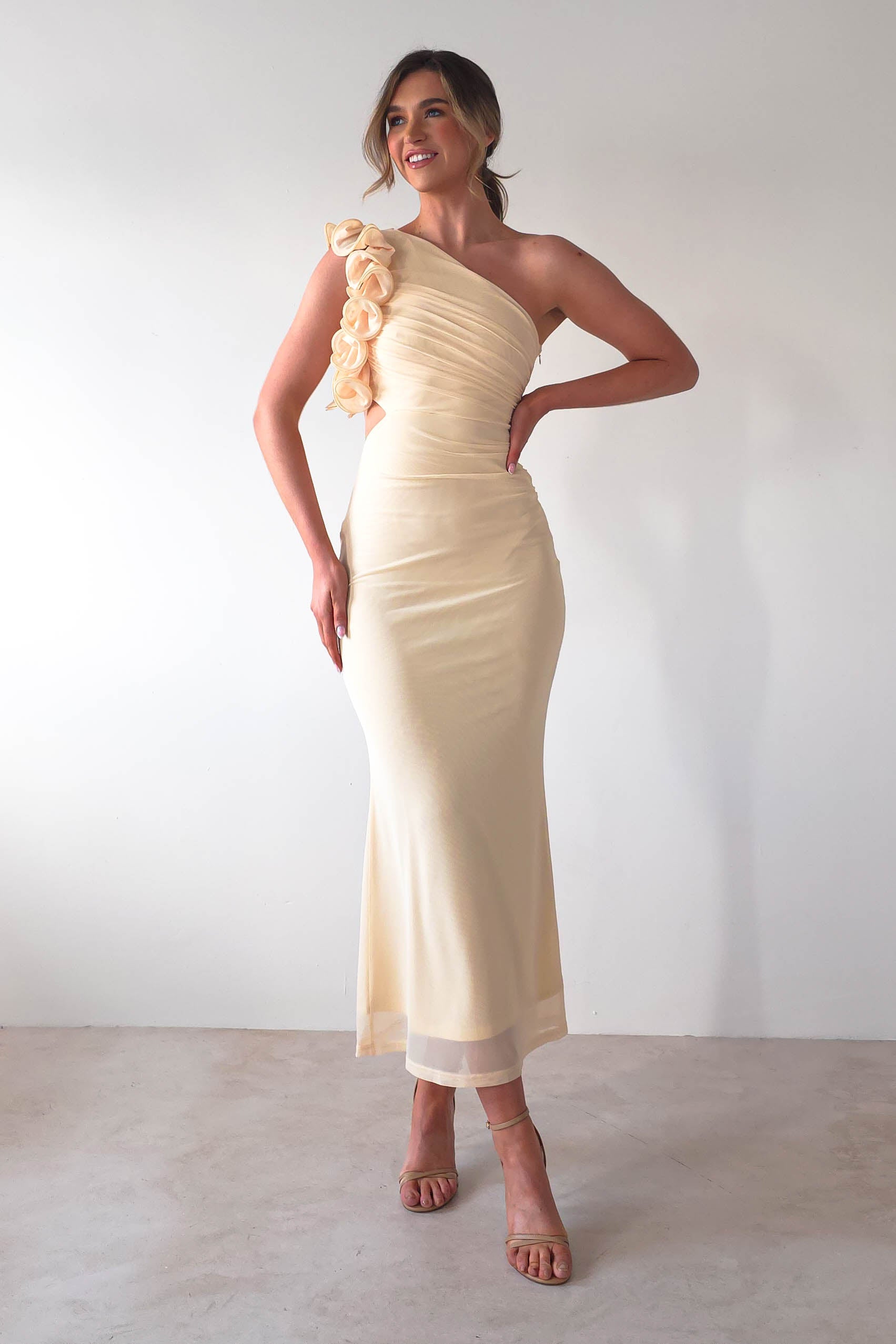 Sydney Bodycon Maxi Dress | Light Yellow | Oh Hello Clothing | XS (6)
