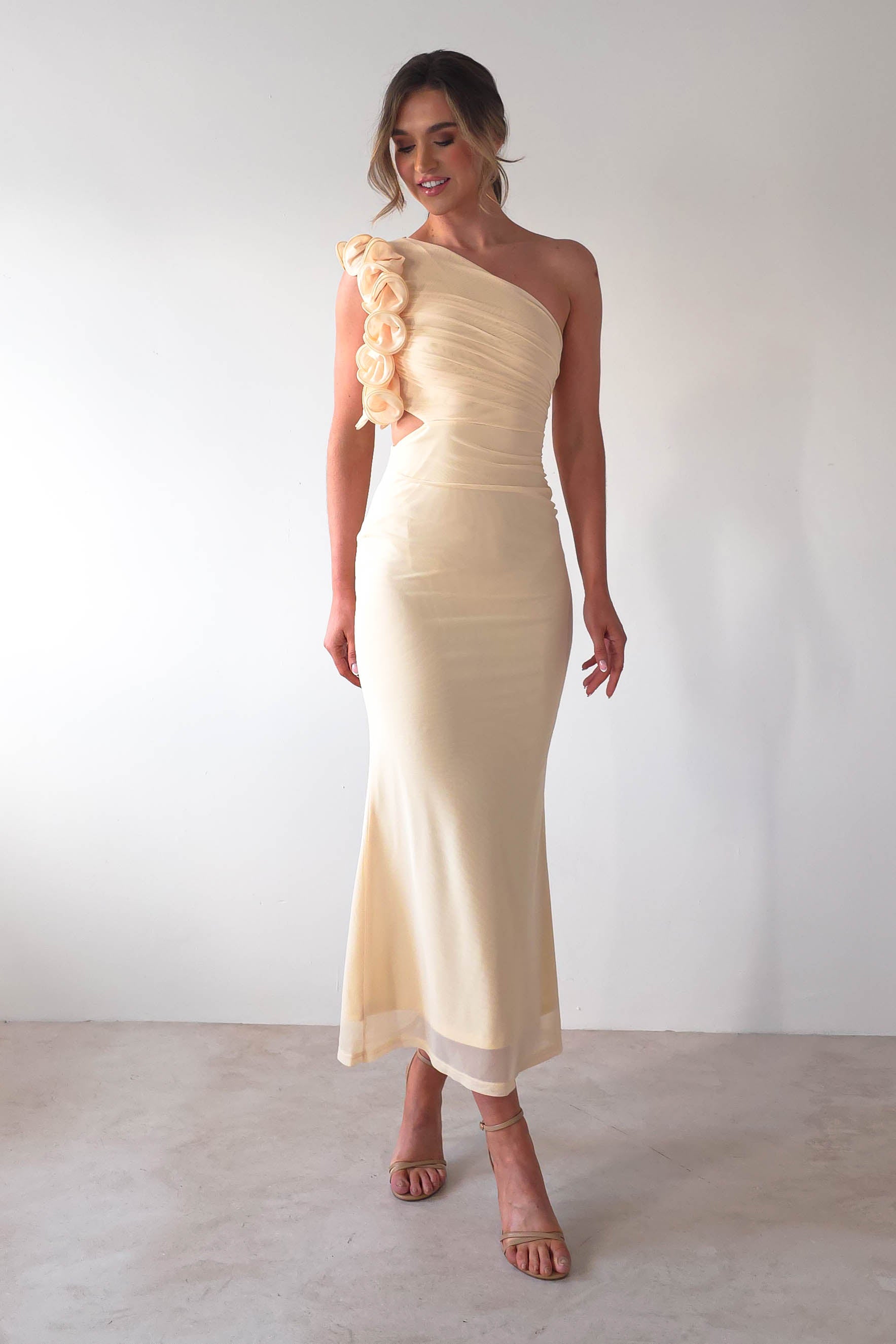 Sydney Bodycon Maxi Dress | Light Yellow | Oh Hello Clothing | XS (6)