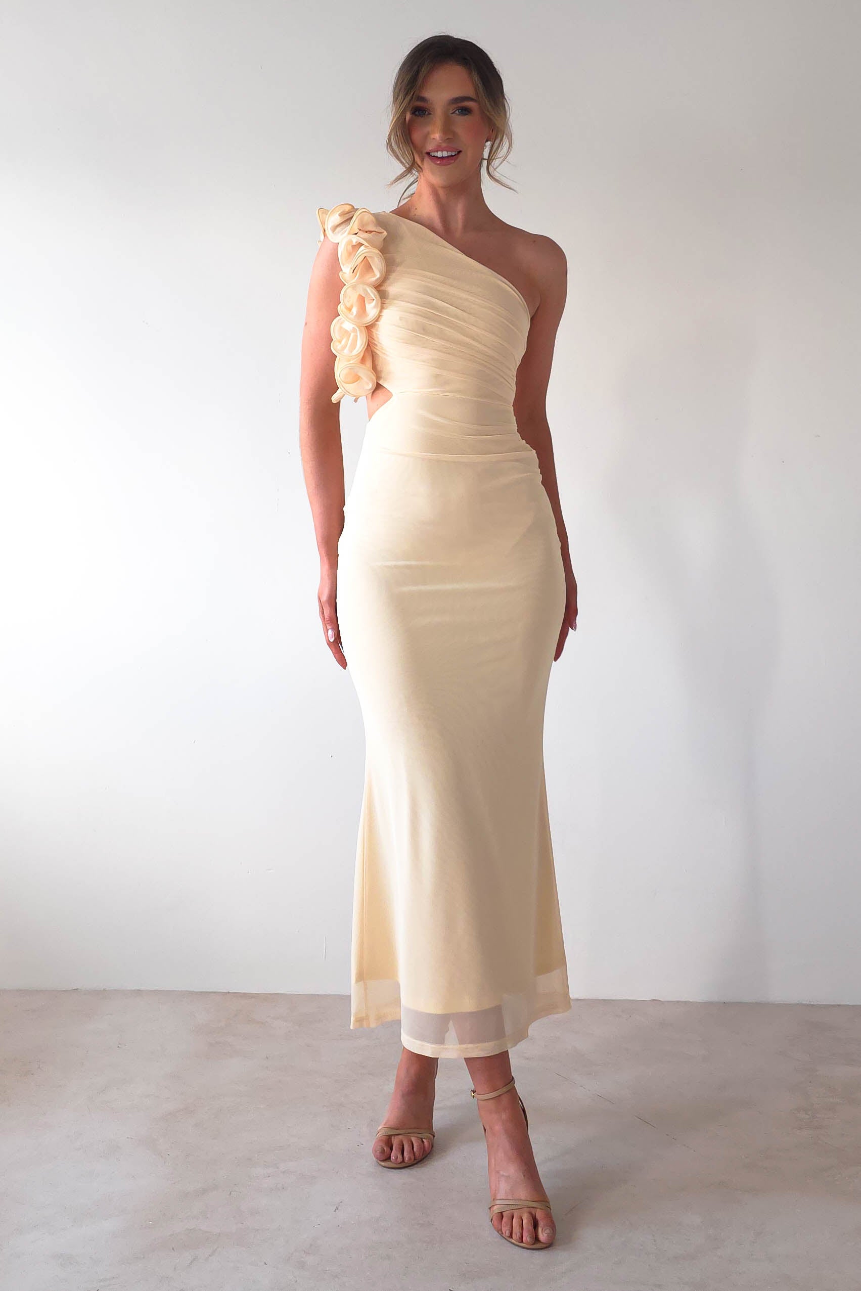 Sydney Bodycon Maxi Dress | Light Yellow | Oh Hello Clothing | XS (6)