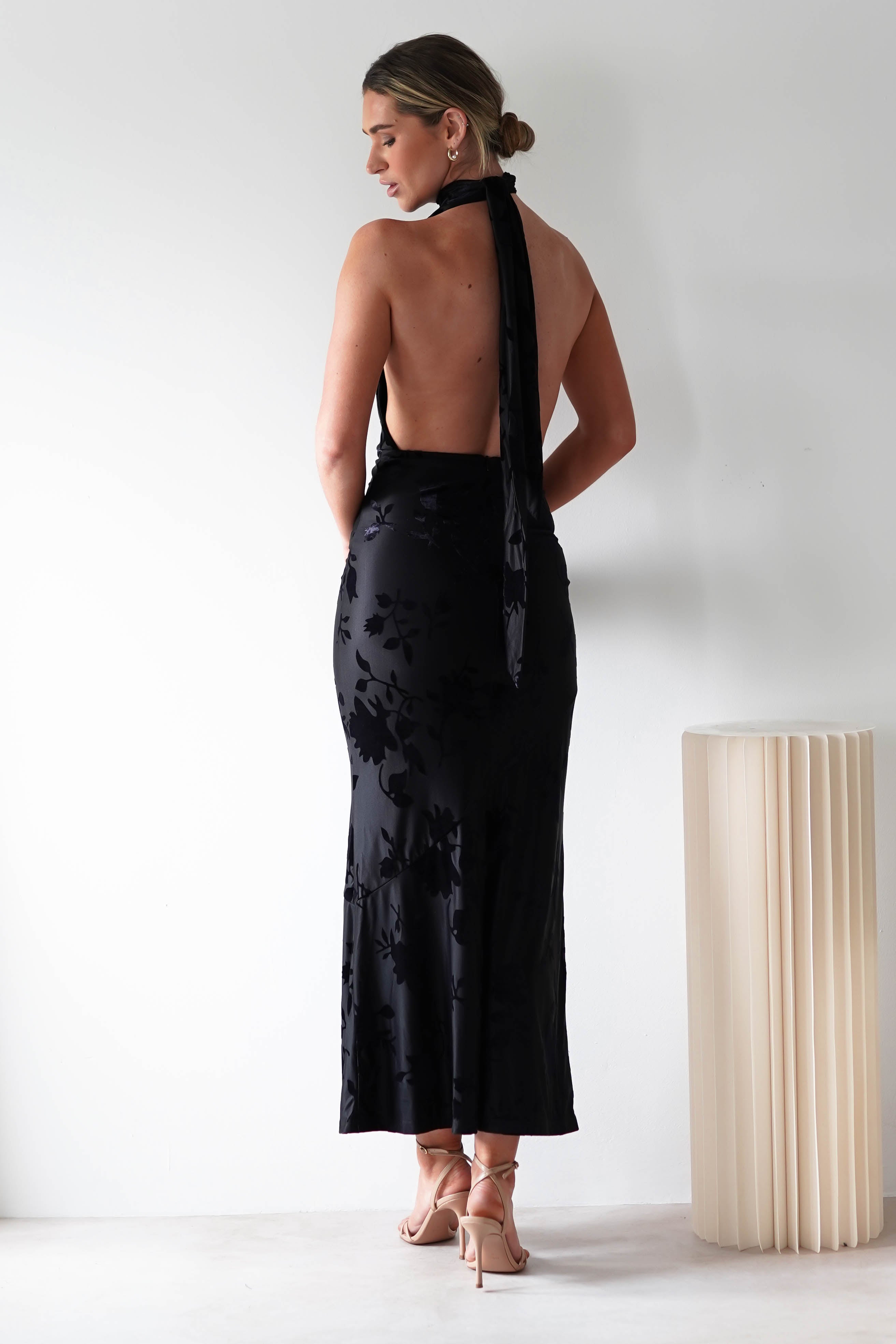 Tara Floral Jacquard Maxi Dress | Black | Oh Hello Clothing | XS (6)