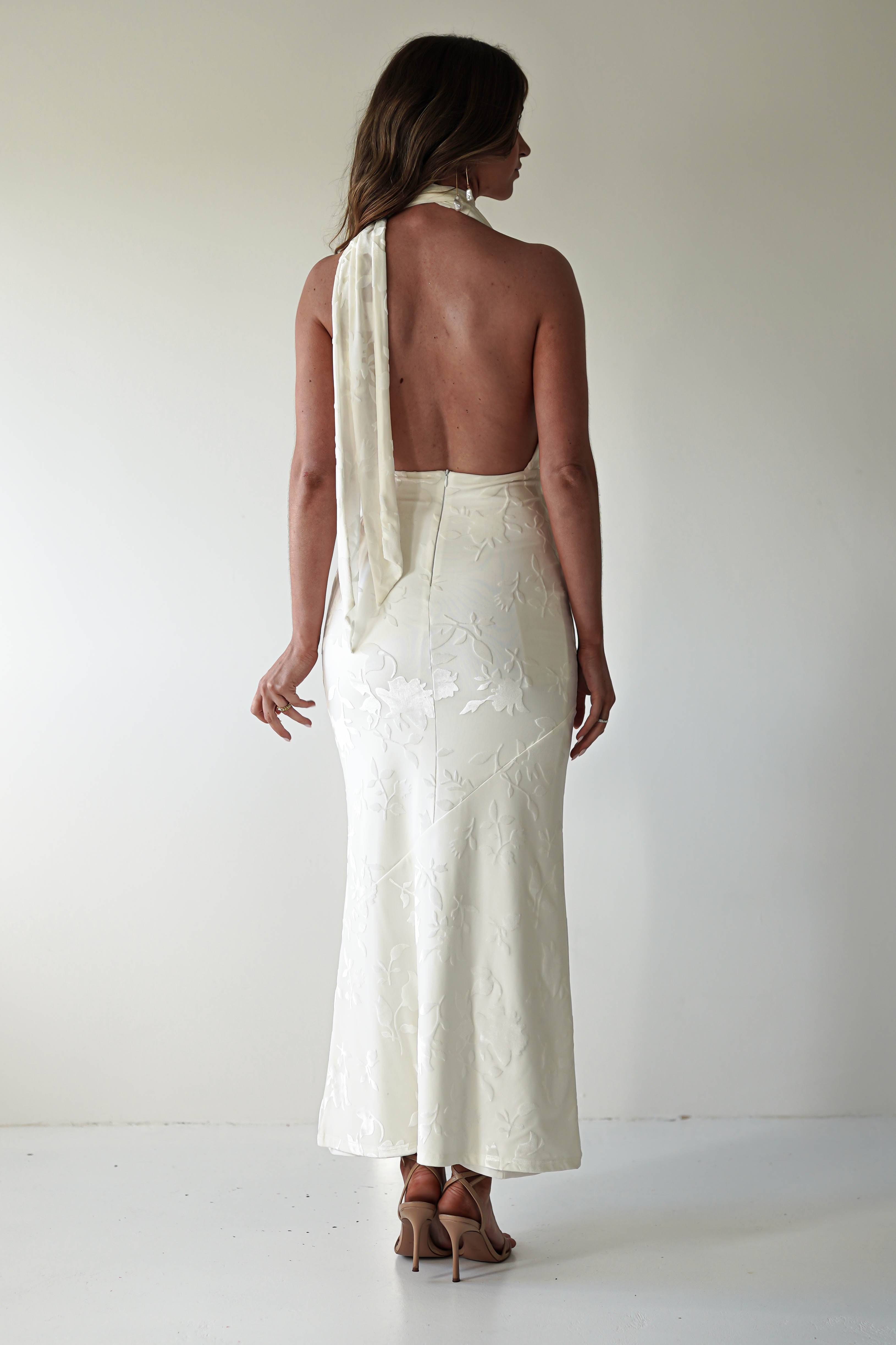 Tara Floral Jacquard Maxi Dress | Ivory/Cream | Oh Hello Clothing | XS (6)