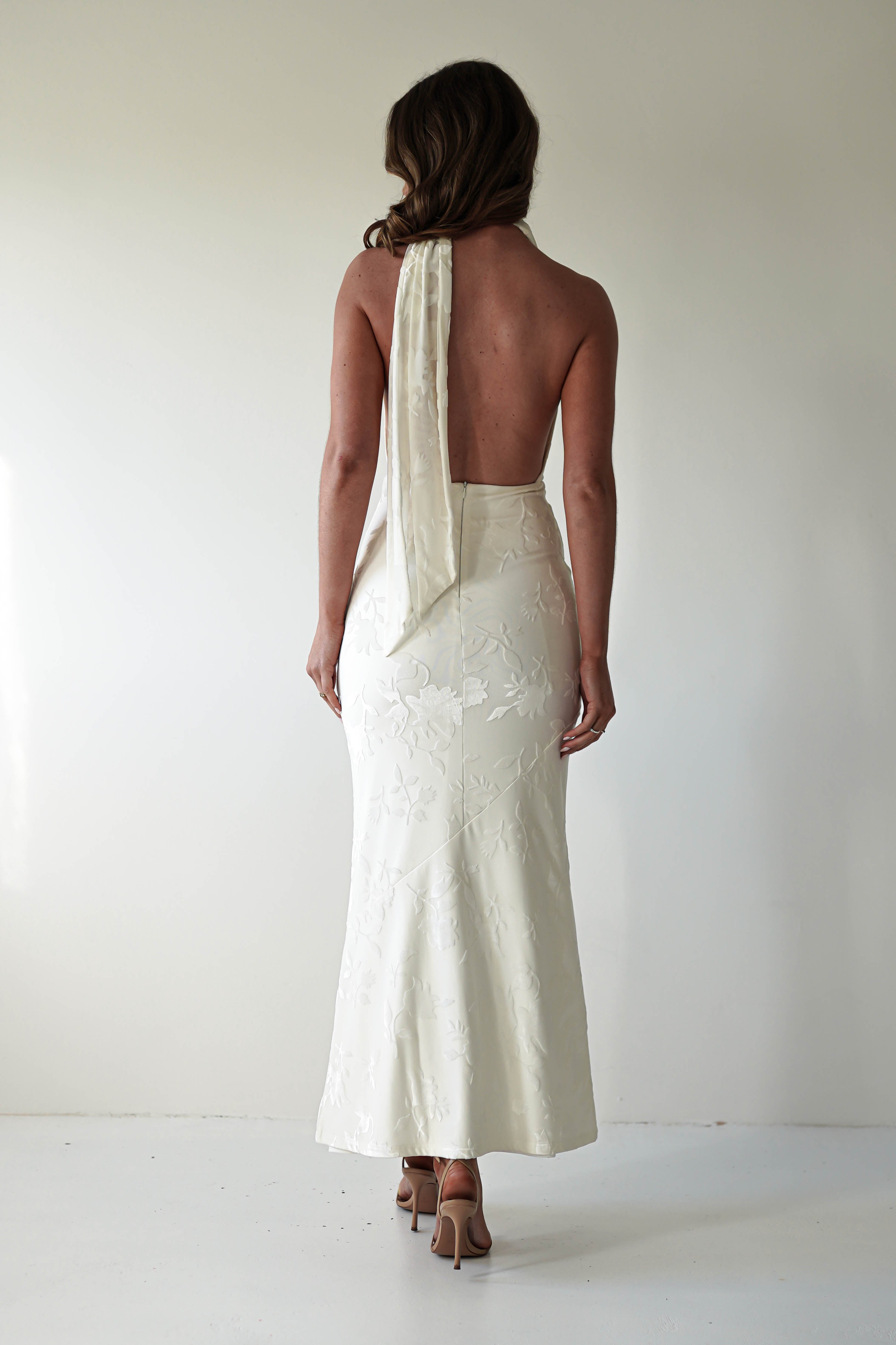 Tara Floral Jacquard Maxi Dress | Ivory/Cream | Oh Hello Clothing | XS (6)