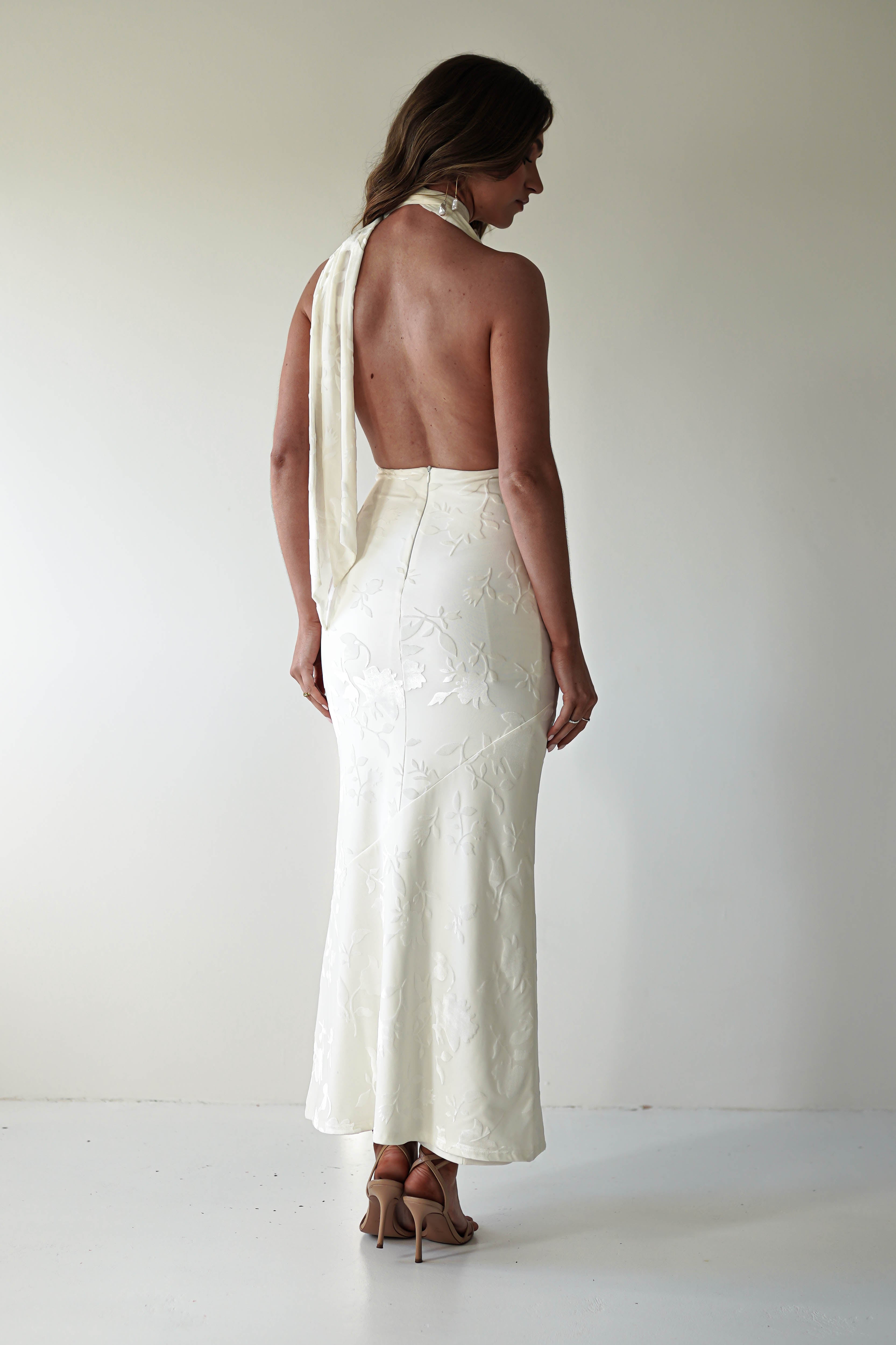 Tara Floral Jacquard Maxi Dress | Ivory/Cream | Oh Hello Clothing | XS (6)