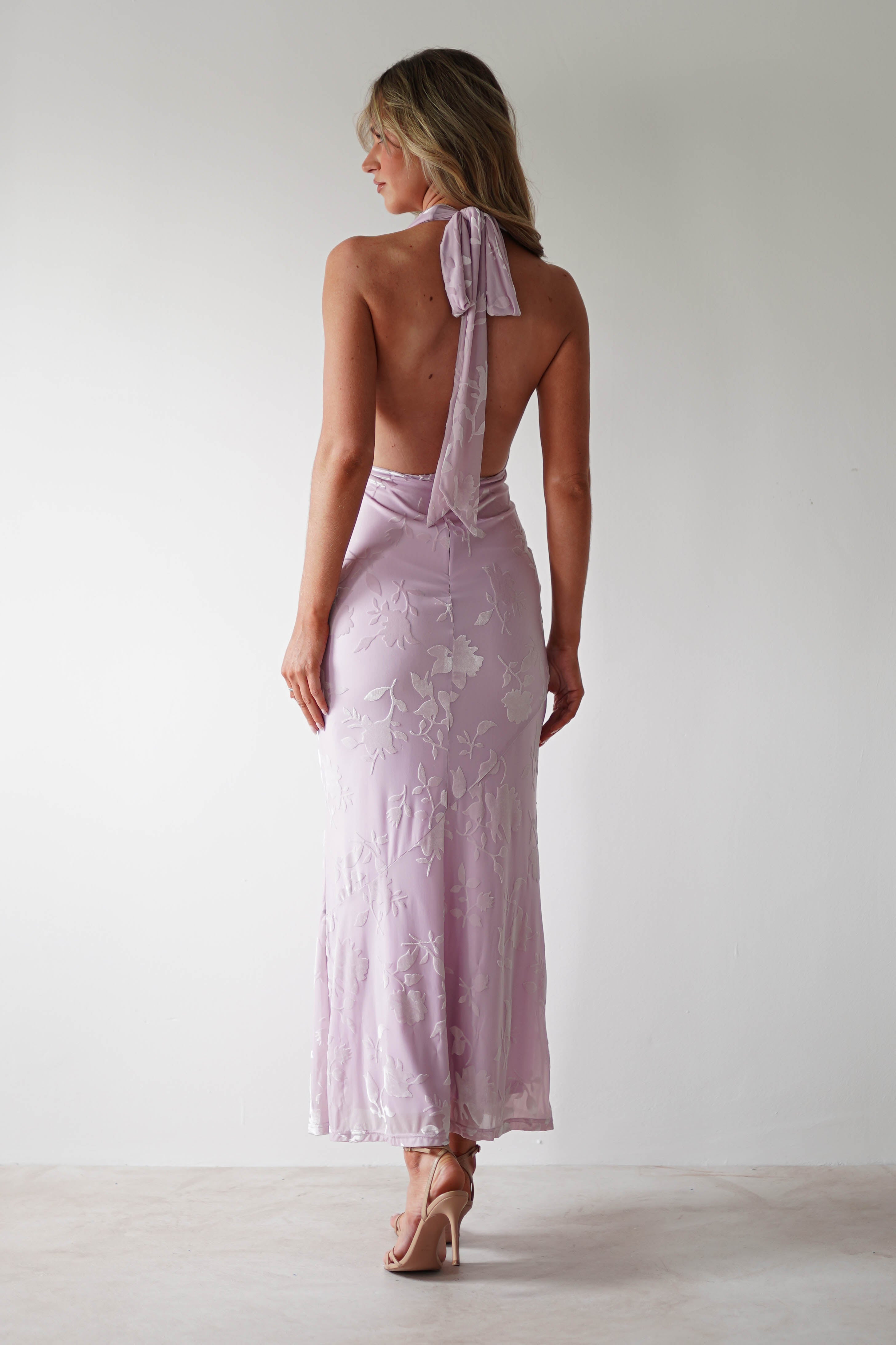 Tara Floral Jacquard Maxi Dress | Light Lilac | Oh Hello Clothing | XS (6)