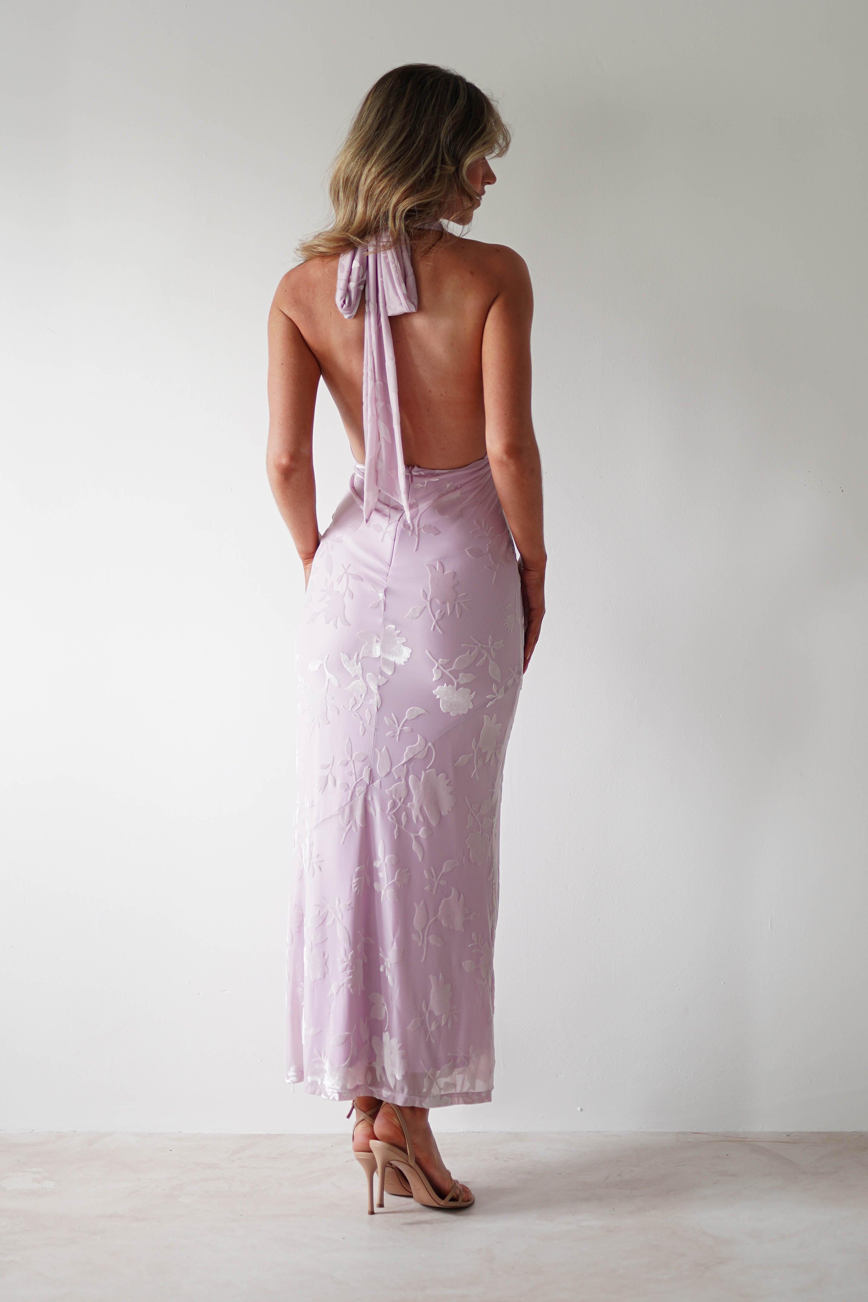 Tara Floral Jacquard Maxi Dress | Light Lilac | Oh Hello Clothing | XS (6)