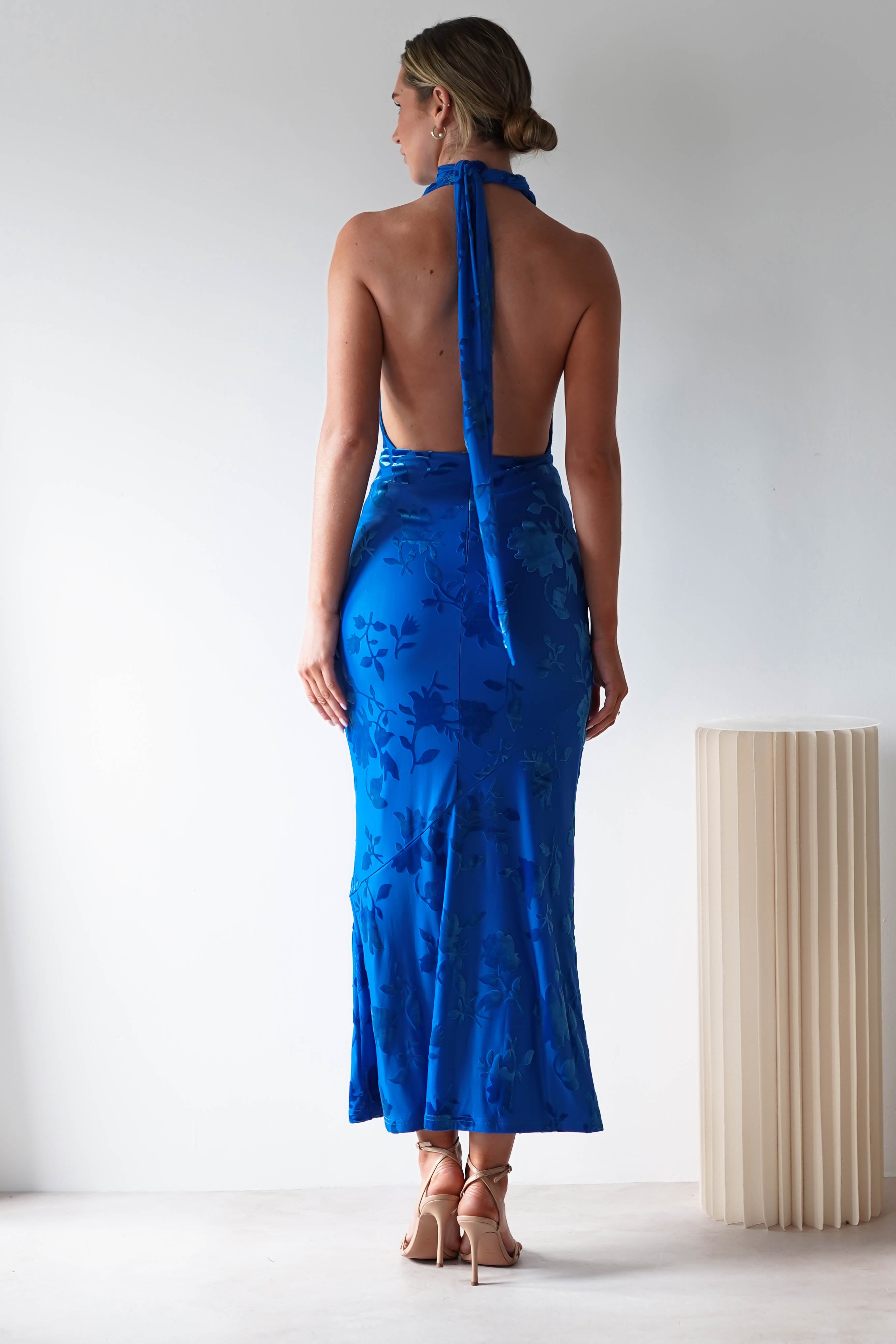 Tara Floral Jacquard Maxi Dress | Royal Blue | Oh Hello Clothing | XS (6)