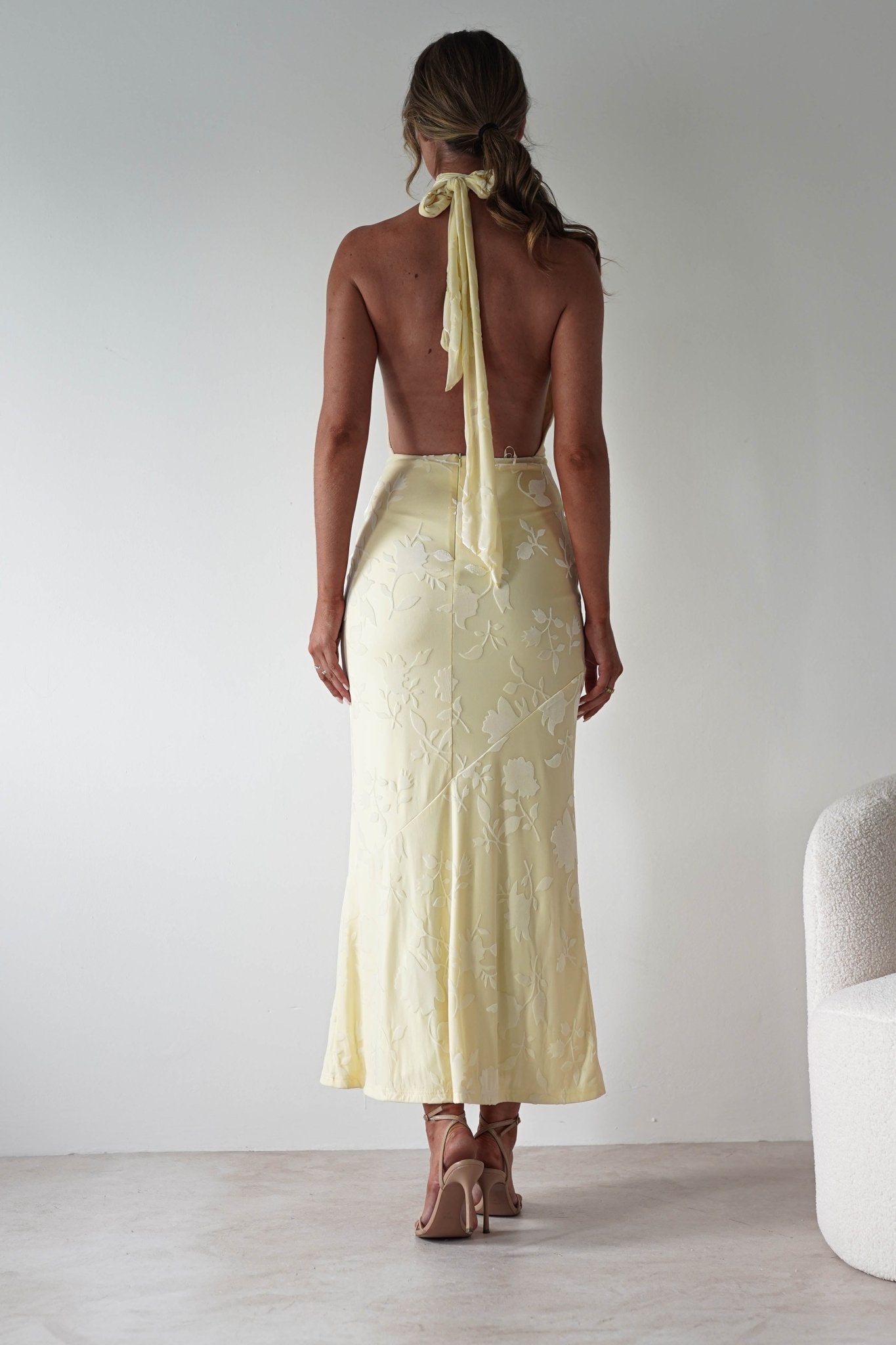 Tara Floral Jacquard Maxi Dress | Yellow | Oh Hello Clothing | XS (6)