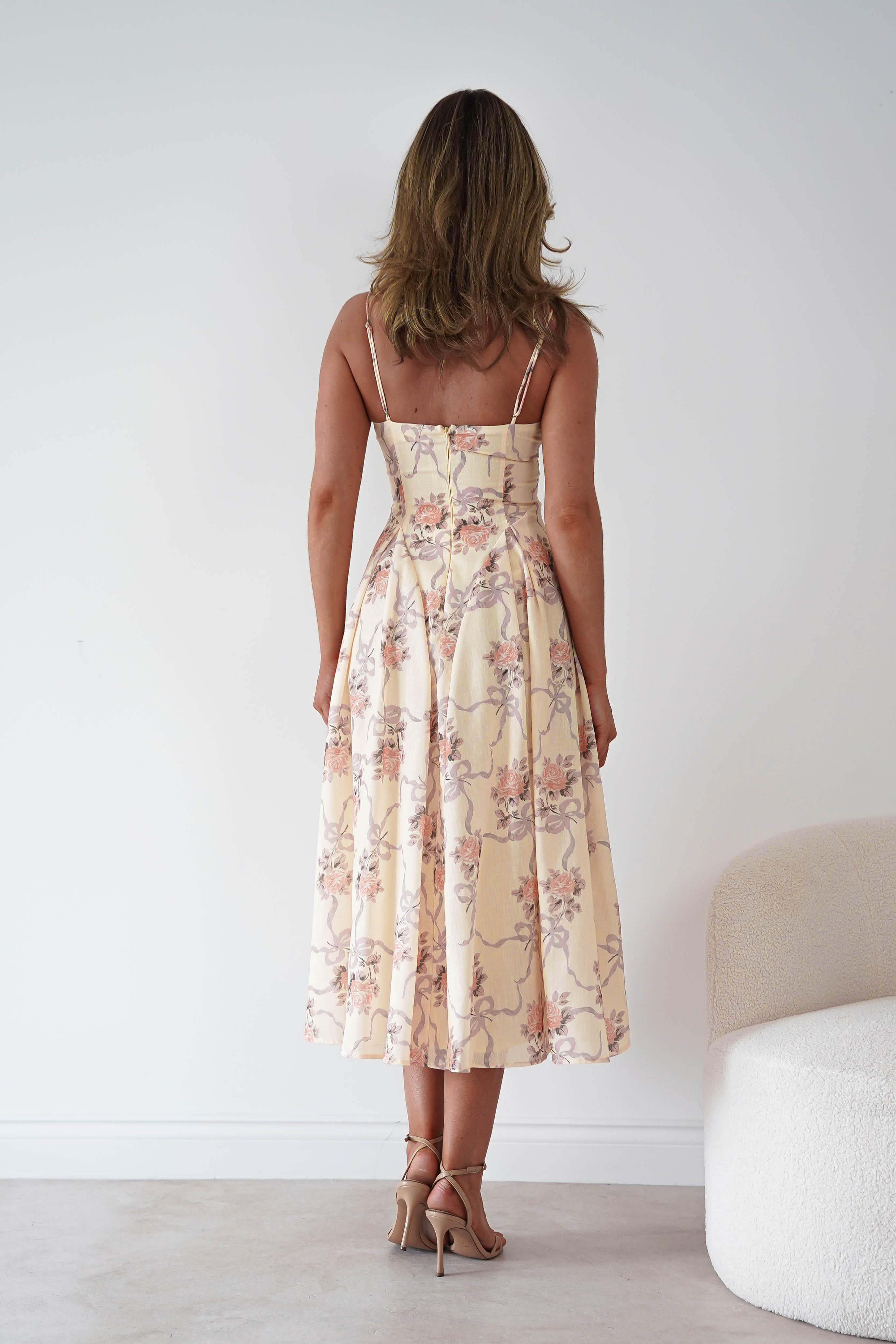 Oh Hello Clothing Women > Clothing > Dresses Tess Floral Print Skater Midaxi Dress | Yellow