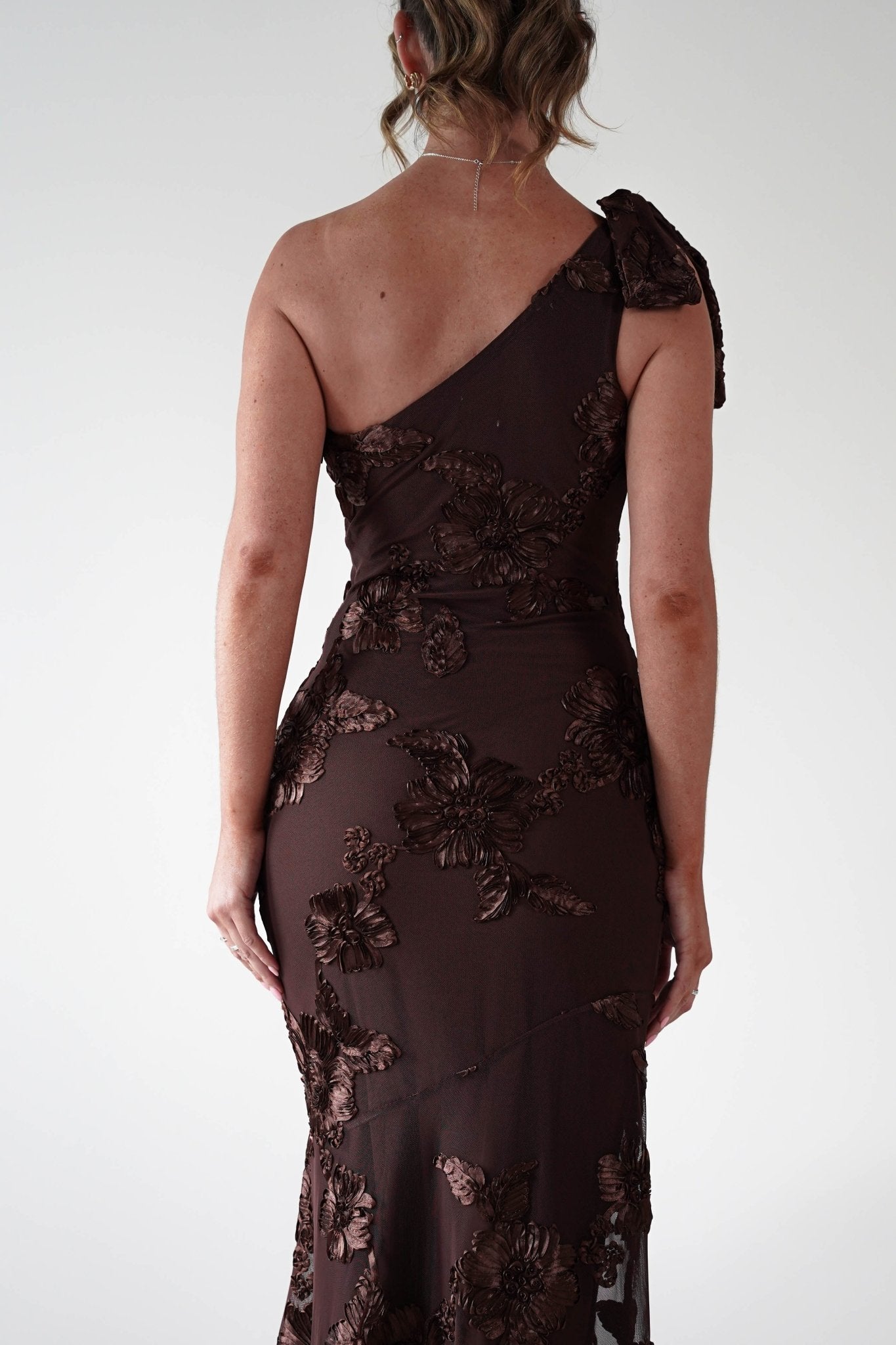 Thelma Floral Textured Maxi Dress | Brown | Oh Hello Clothing | XS (6)