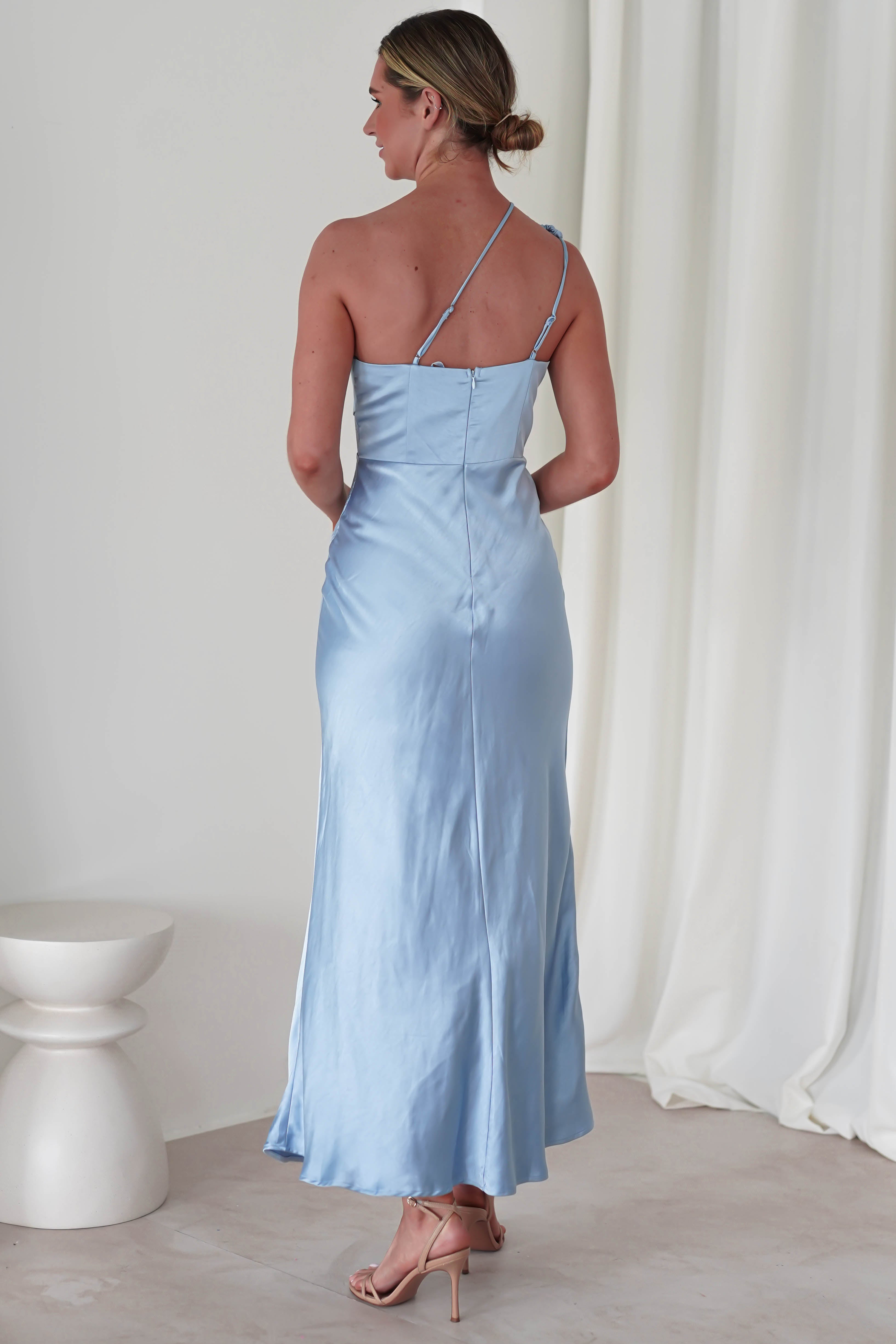 Valentina Soft Satin Maxi Dress | Blue | Oh Hello Clothing | XS (6)