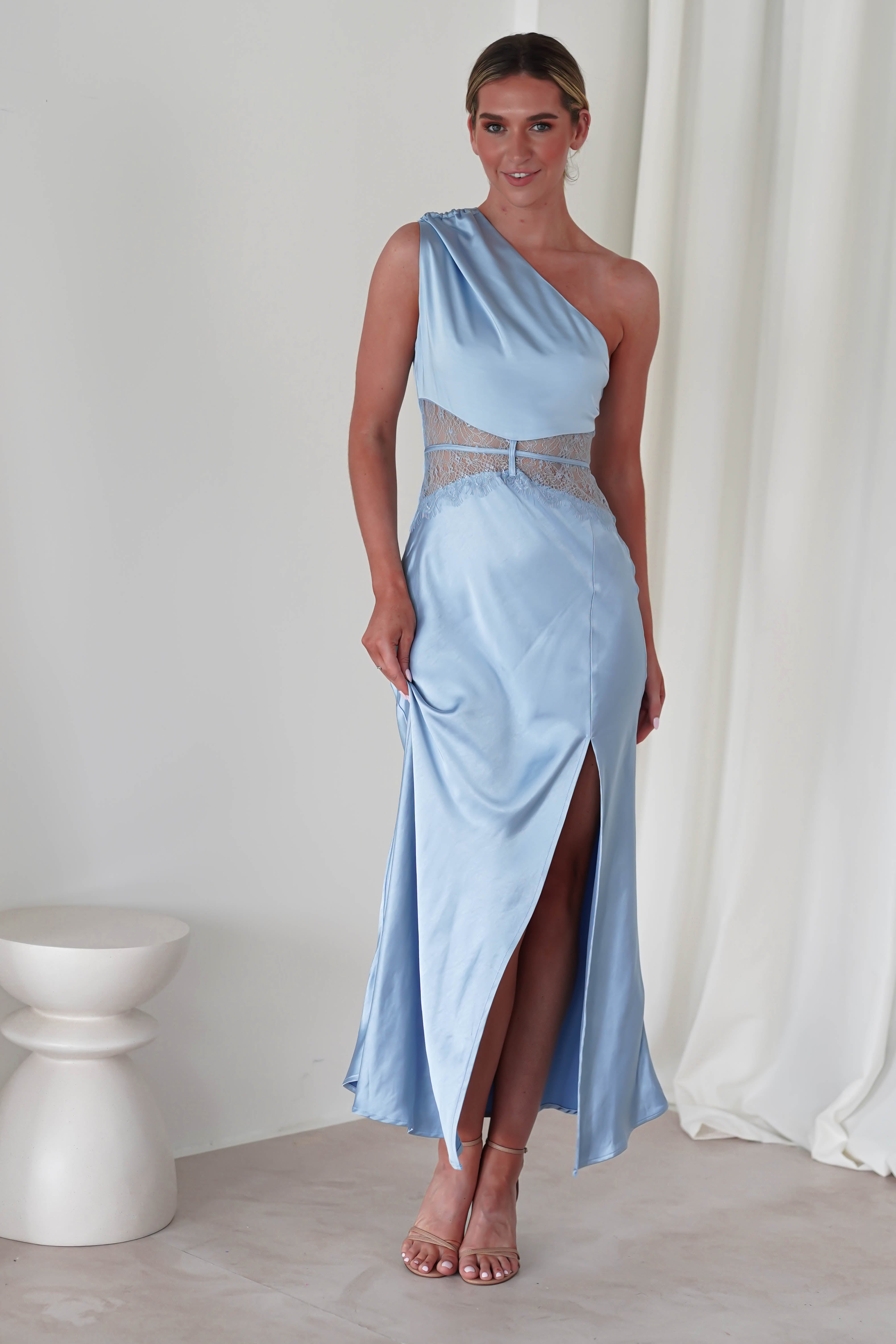 Valentina Soft Satin Maxi Dress | Blue | Oh Hello Clothing | XS (6)