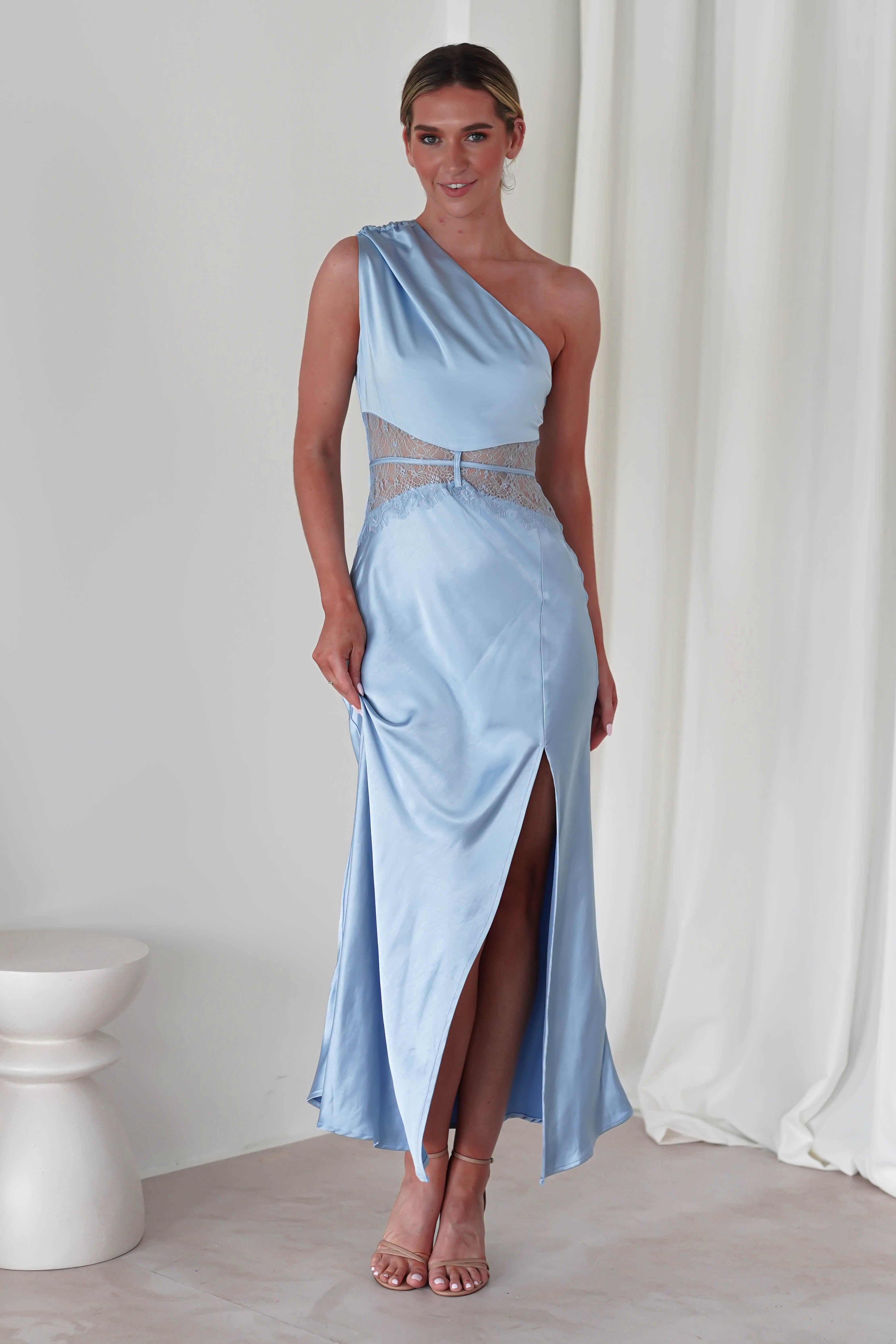 Valentina Soft Satin Maxi Dress | Blue | Oh Hello Clothing | XS (6)