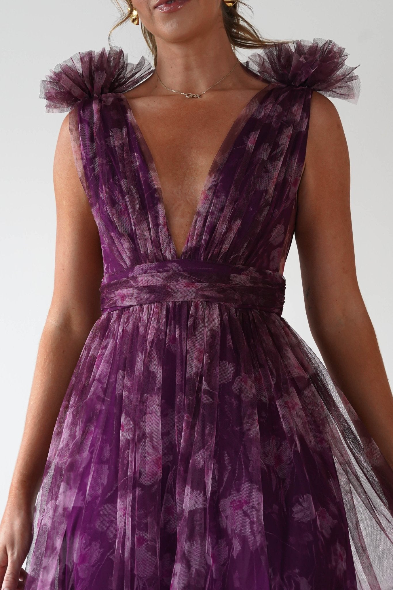 Valentina Tulle Floral Maxi Dress | Plum | Oh Hello Clothing | S (8)