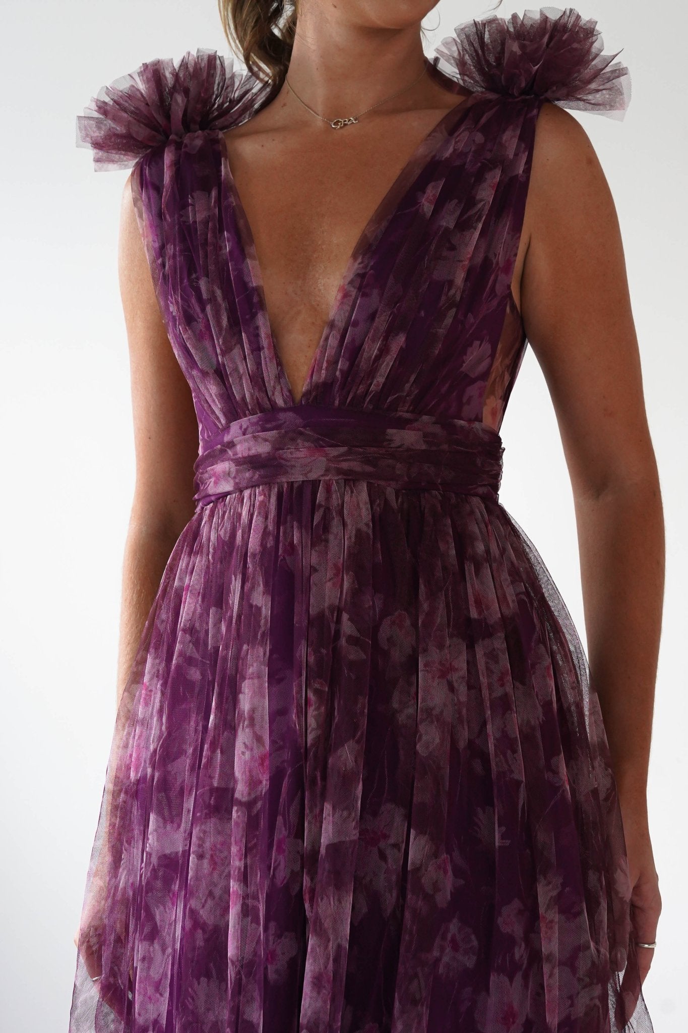 Valentina Tulle Floral Maxi Dress | Plum | Oh Hello Clothing | S (8)