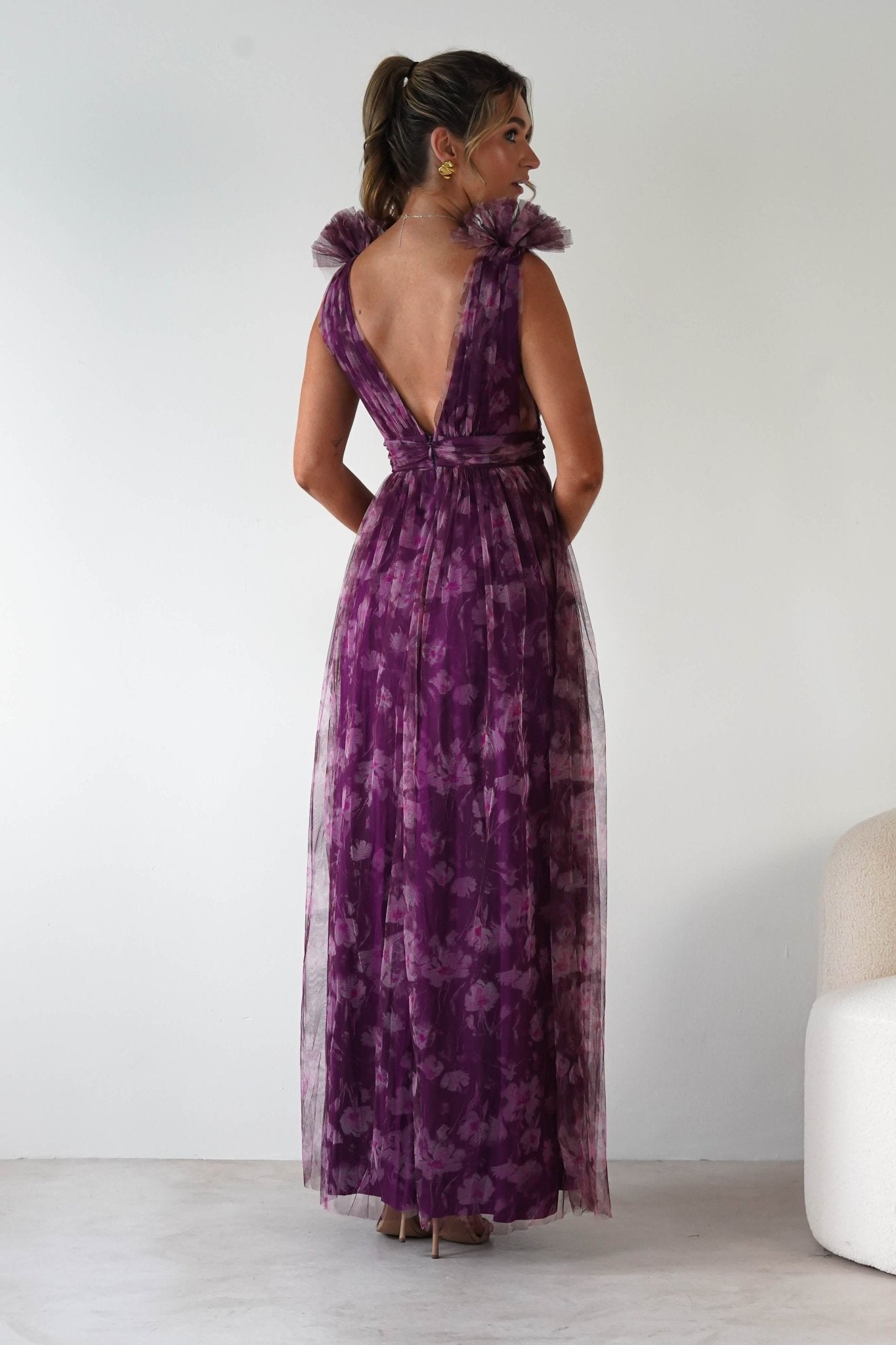 Valentina Tulle Floral Maxi Dress | Plum | Oh Hello Clothing | S (8)