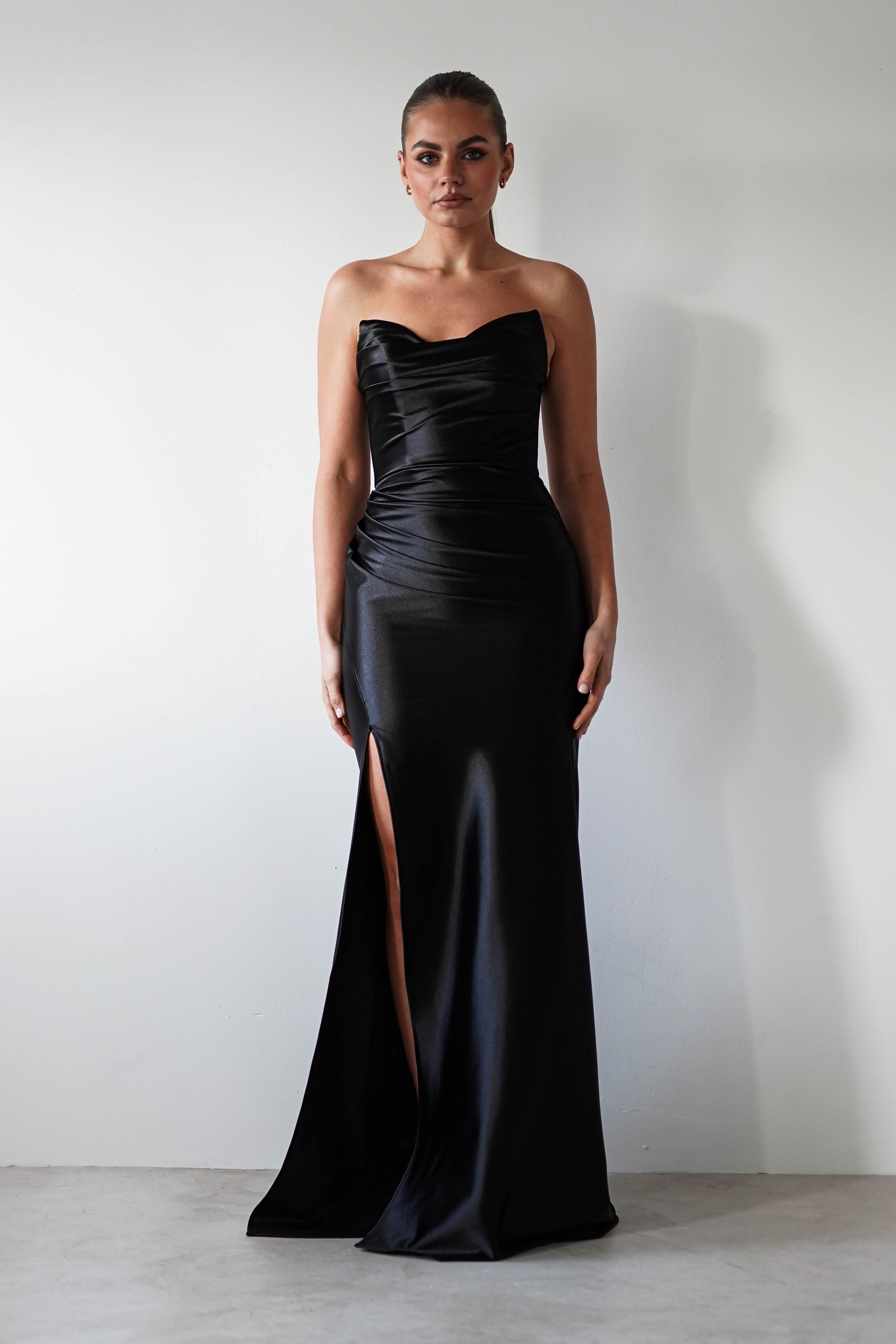 Venice Strapless Bodycon Gown | Black - Oh Hello Clothing