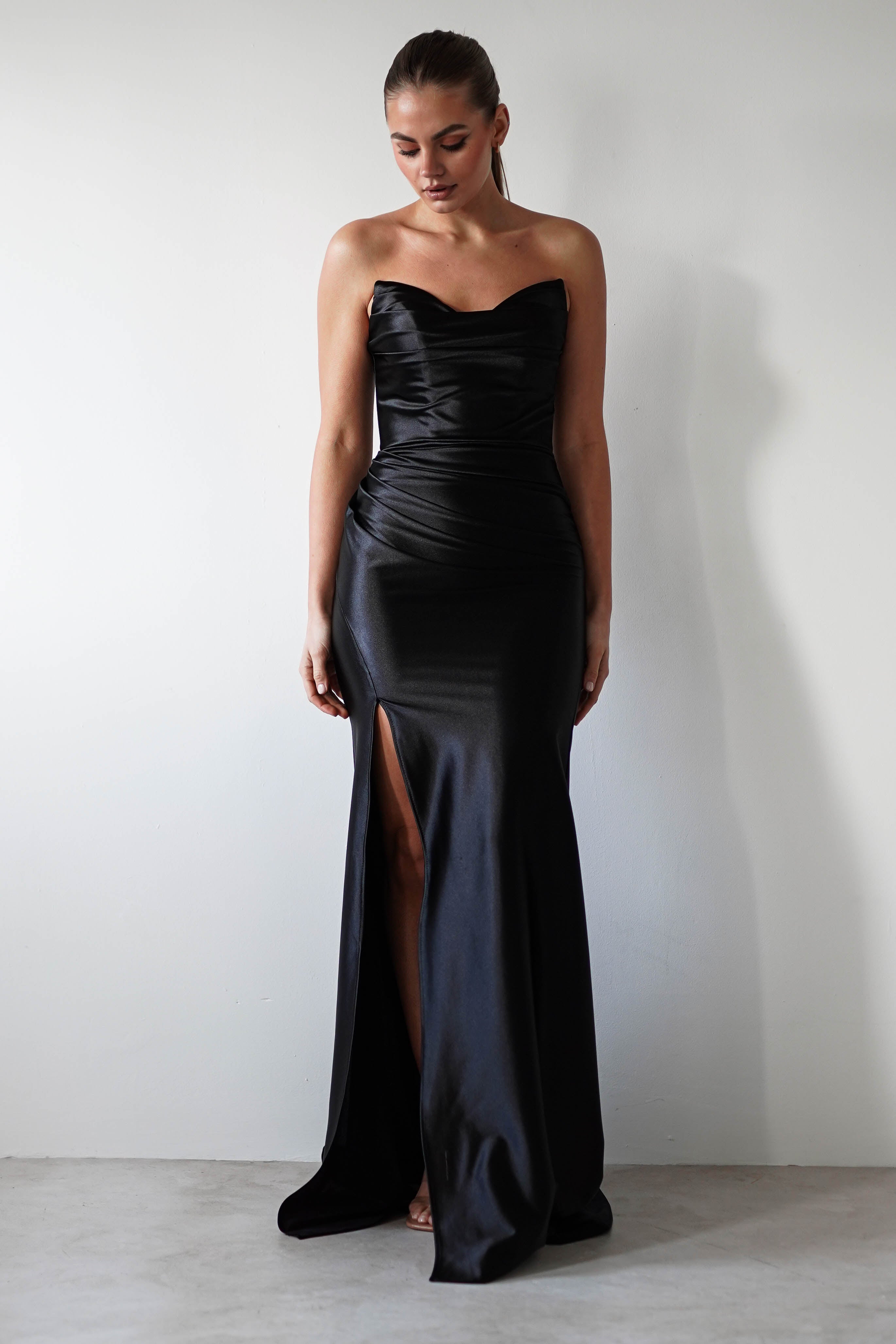 Venice Strapless Bodycon Gown | Black - Oh Hello Clothing