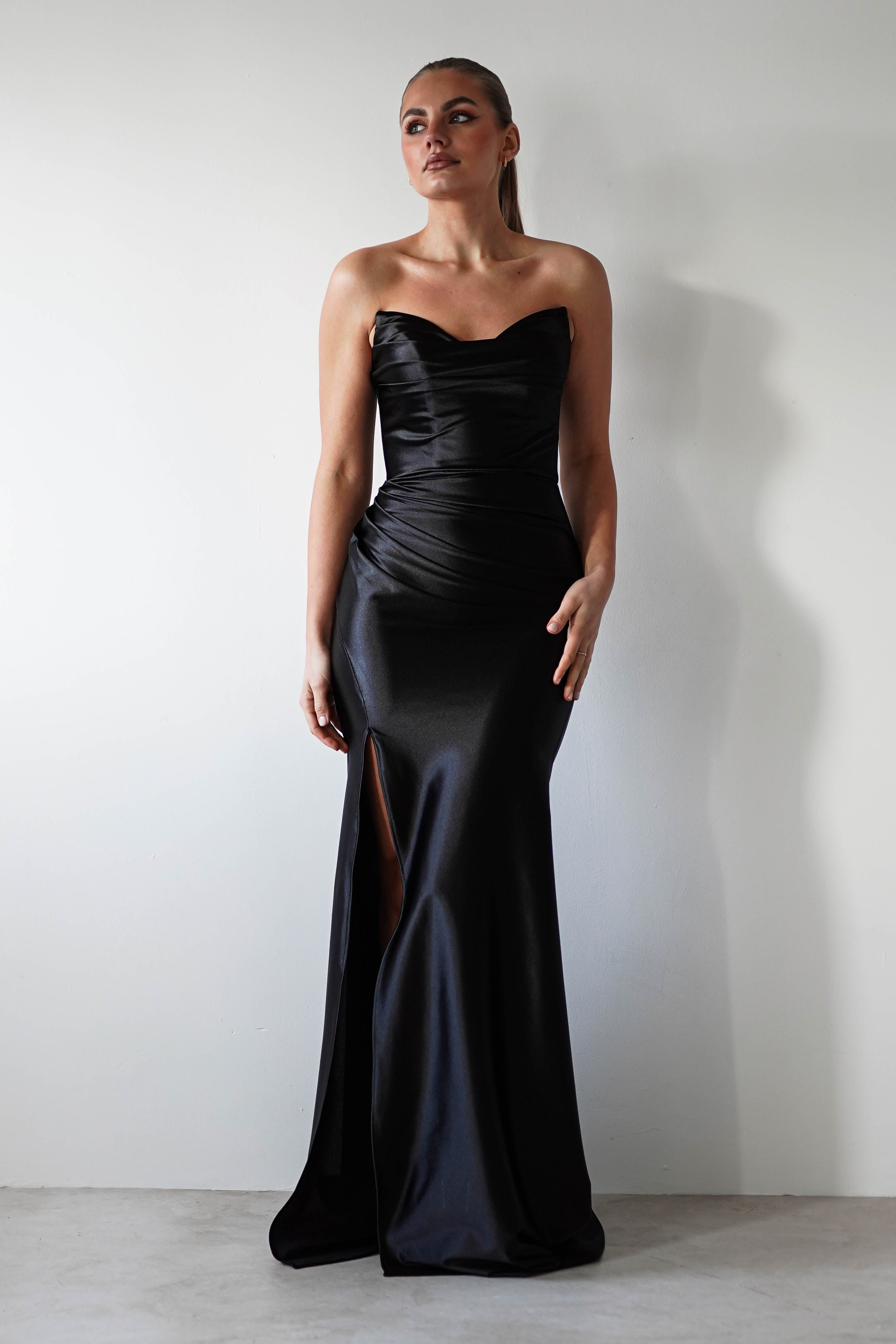 Venice Strapless Bodycon Gown | Black - Oh Hello Clothing