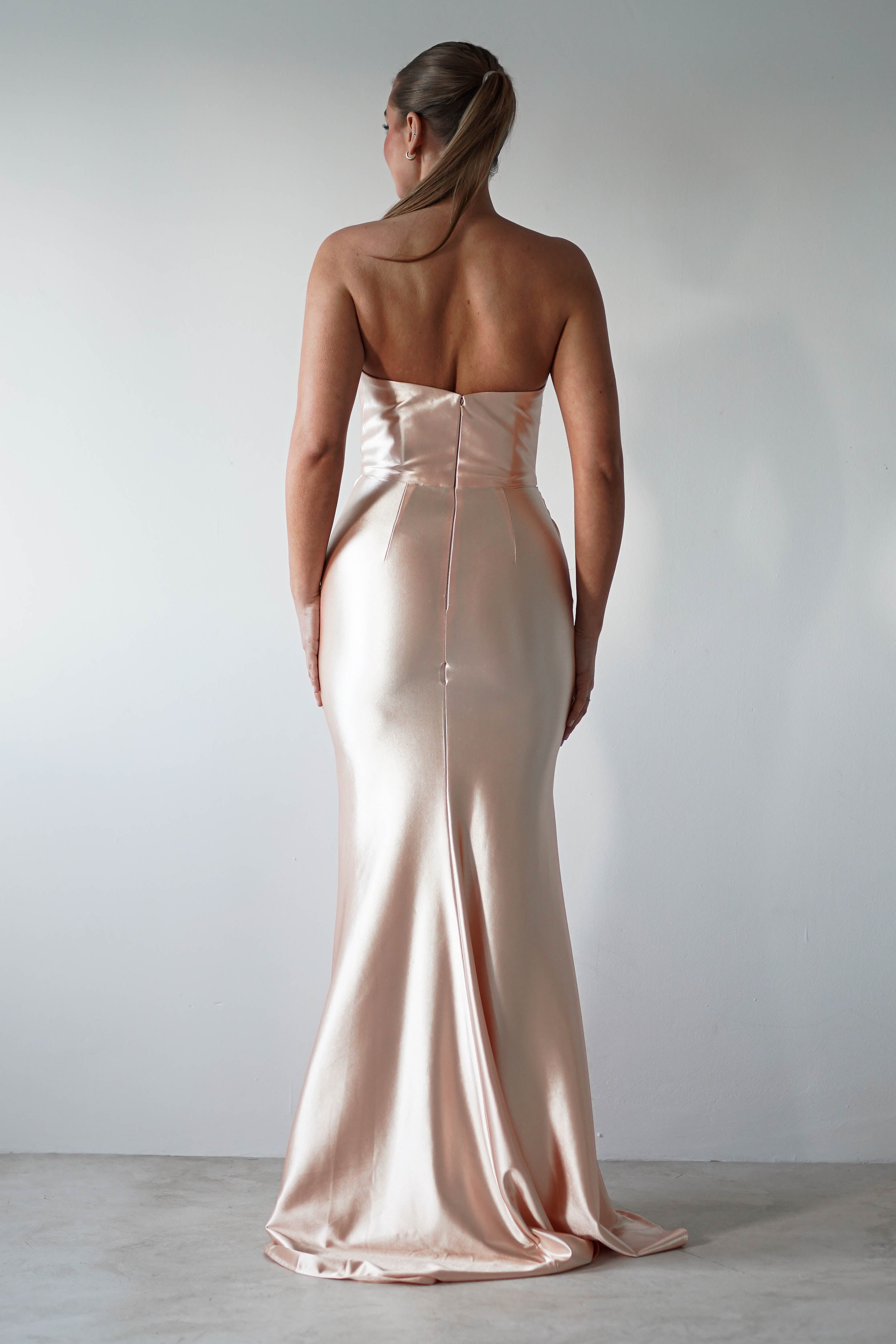 Venice Strapless Bodycon Gown | Light Gold - Oh Hello Clothing