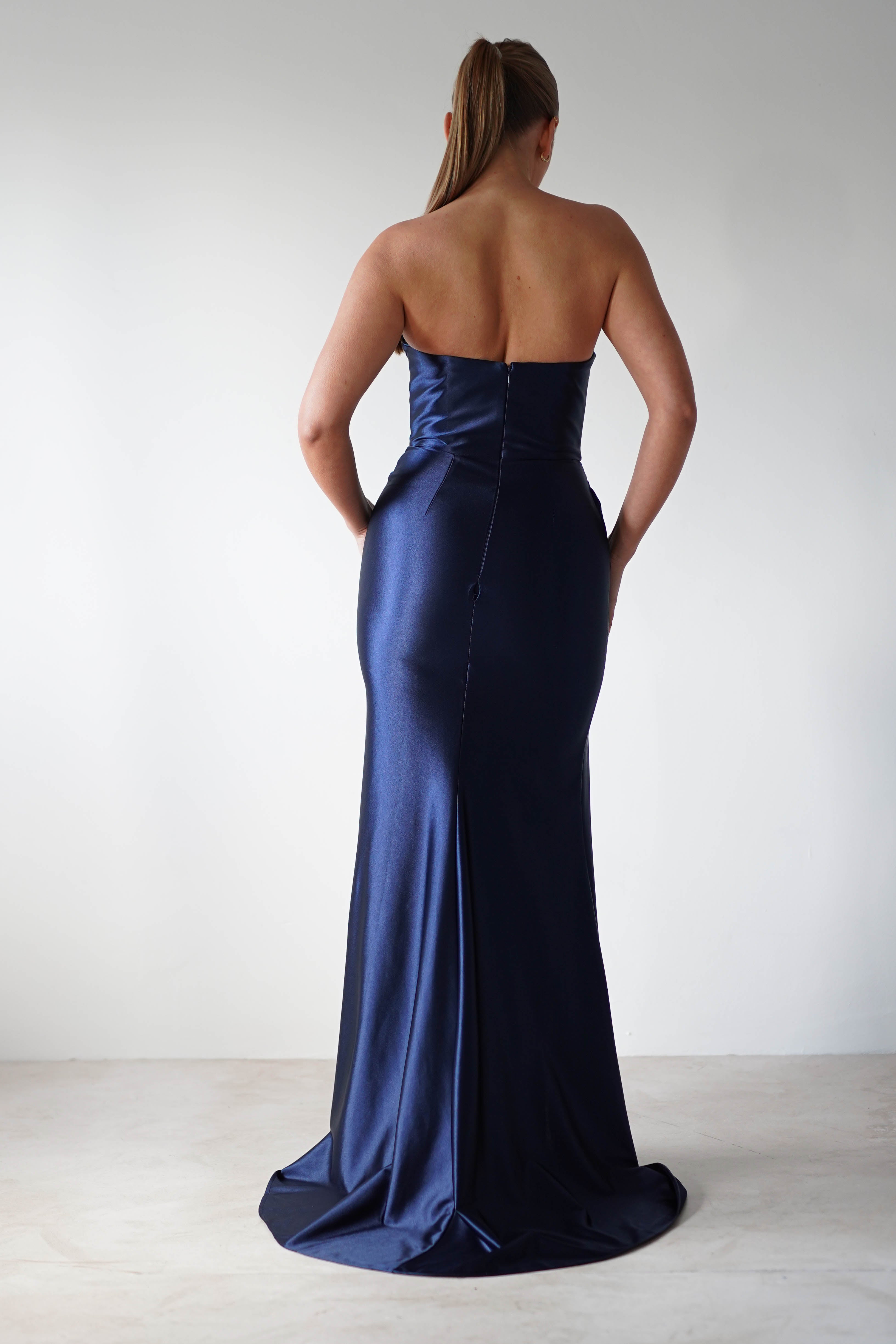 Venice Strapless Bodycon Gown | Navy - Oh Hello Clothing