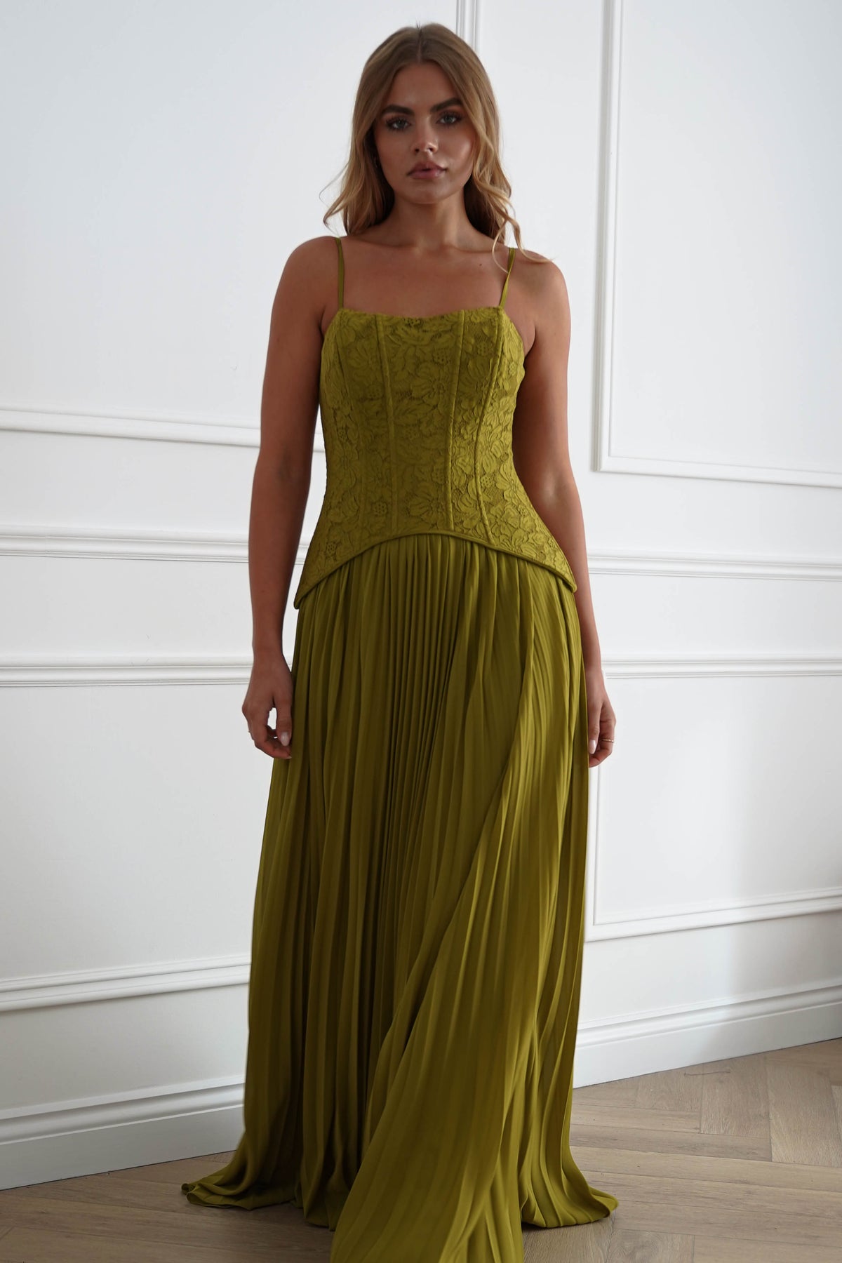 Oh Hello Clothing Women > Clothing > Dresses Victoria Dropped Peplum Maxi Dress | Olive Green