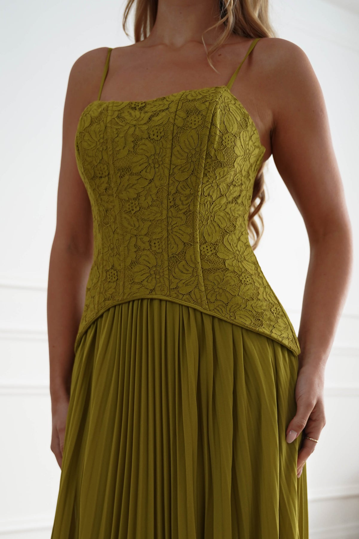 Oh Hello Clothing Women > Clothing > Dresses Victoria Dropped Peplum Maxi Dress | Olive Green