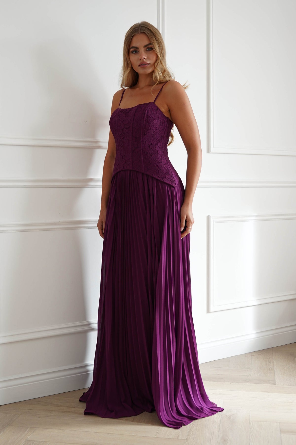 Oh Hello Clothing Women > Clothing > Dresses Victoria Dropped Peplum Maxi Dress | Plum